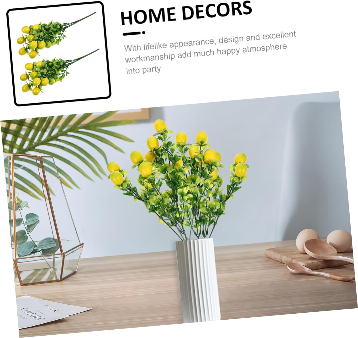 Zerodeko 2pcs Artificial Fruit Branches for Home Decor