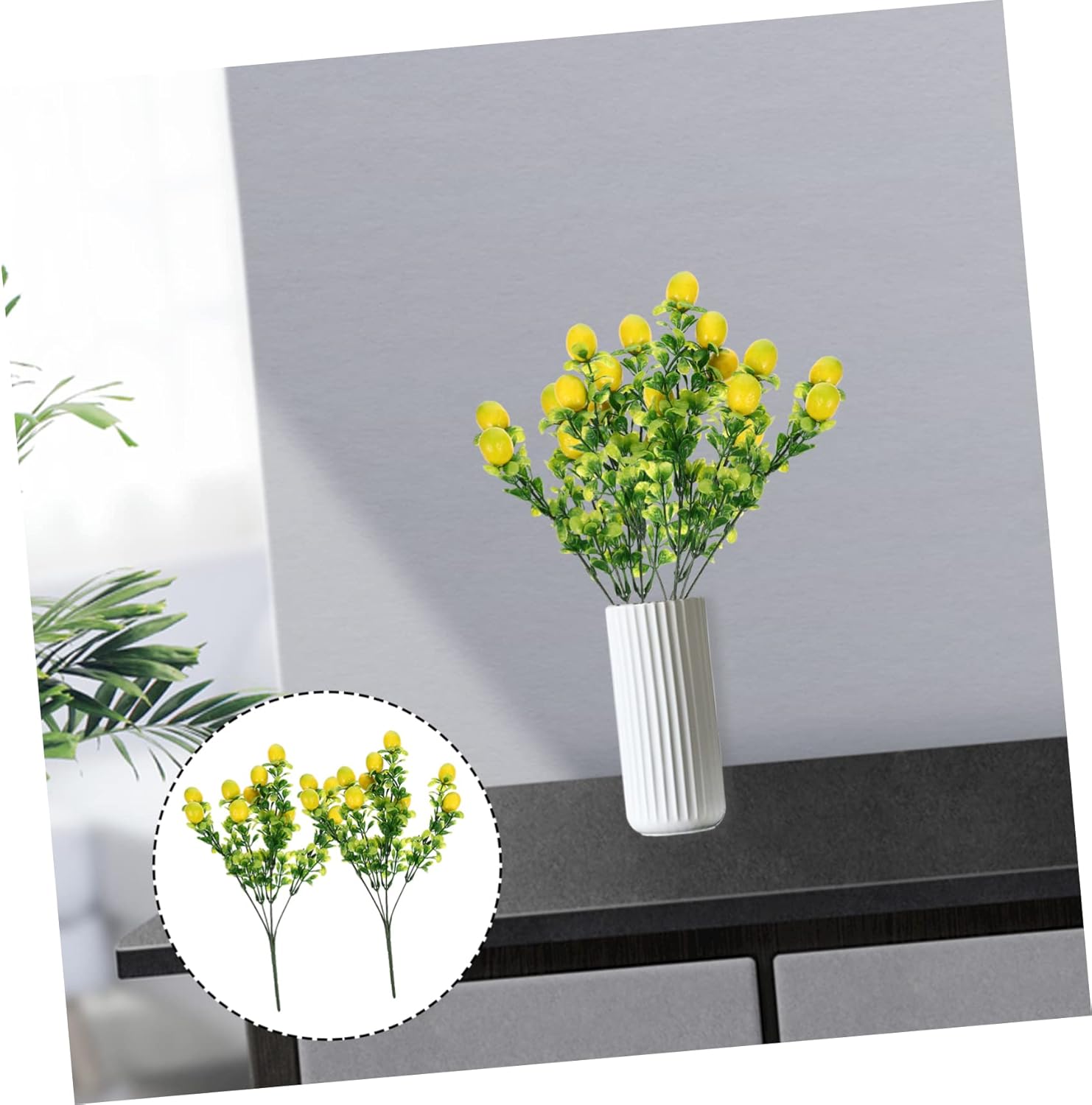 GRIRIW 2pcs Artificial Lemon Twigs for Home Kitchen Decor