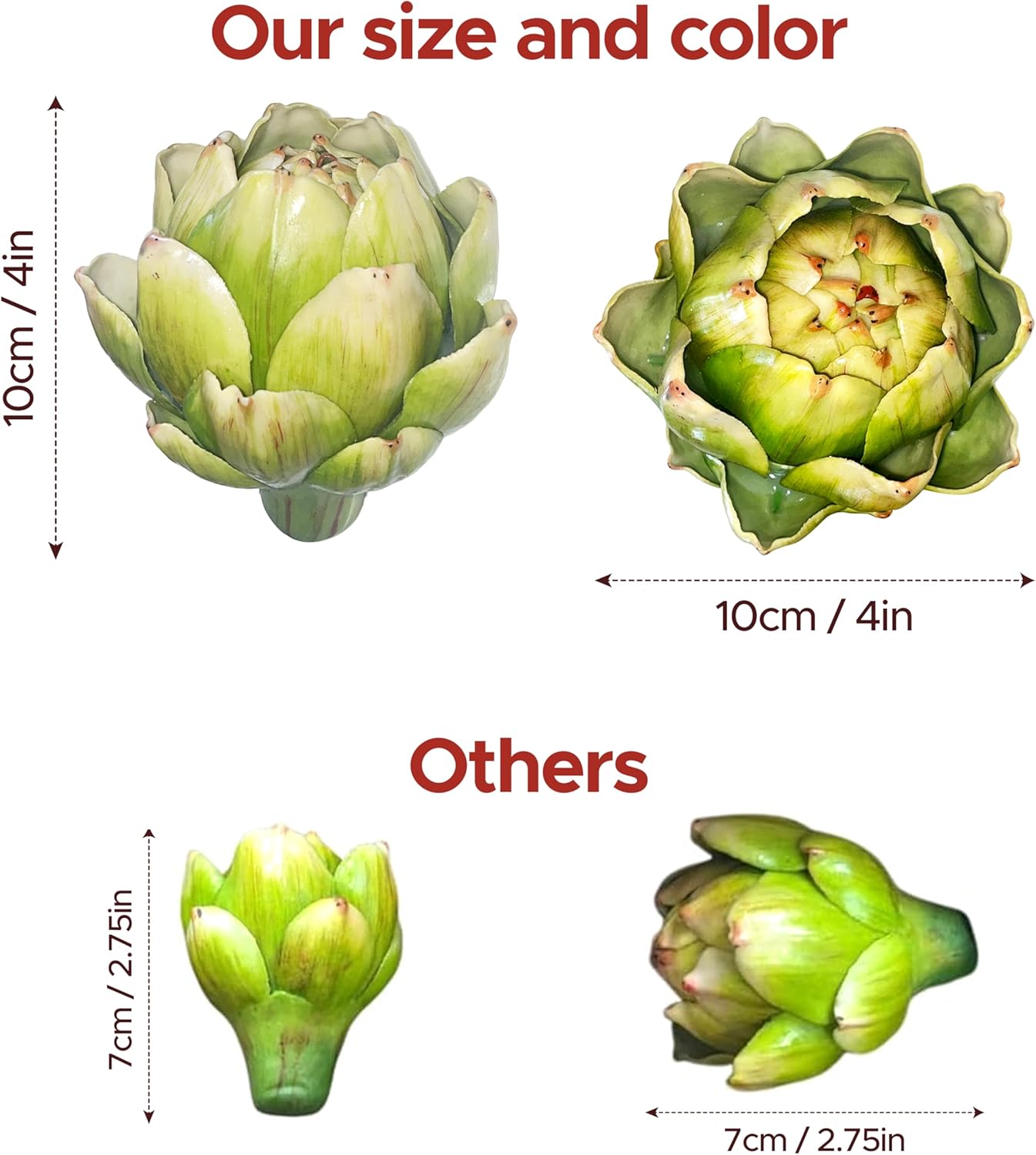 Faux Artichokes and Apples for Decor
