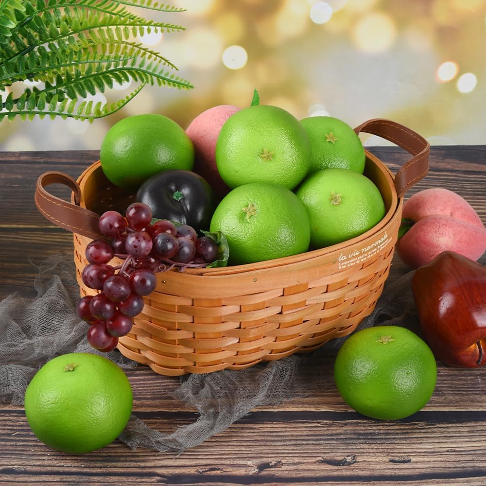6 Piece Artificial Oranges Set Realistic Green Decor