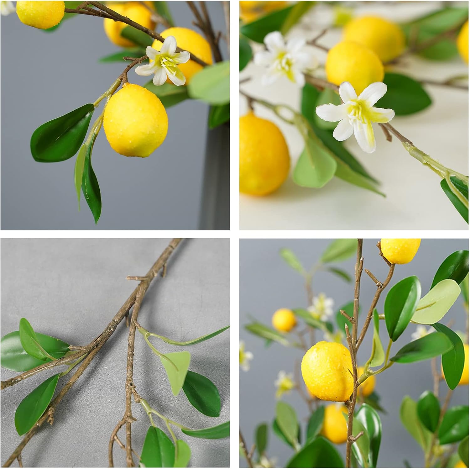 3Pcs Artificial Lemon Tree Branches for Vase Decor