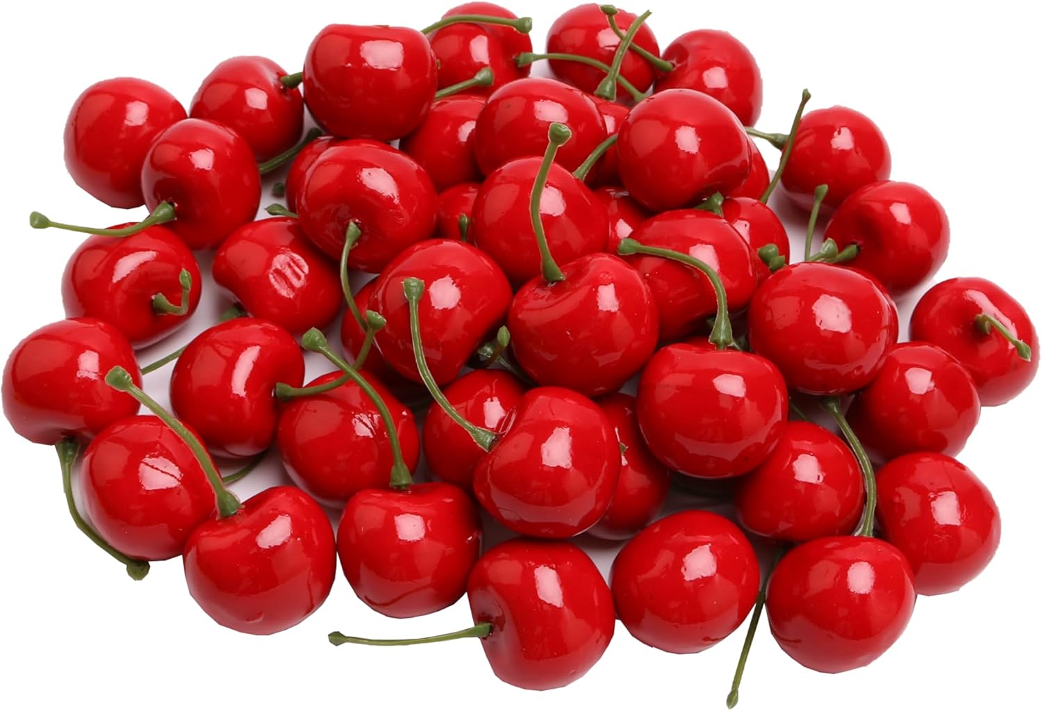 50PCS Realistic Artificial Red Cherries for Decorations