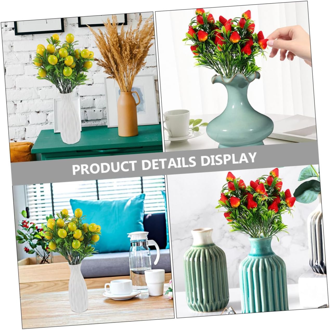 PRETYZOOM 3Pcs Artificial Fruit Branches for Home Decor