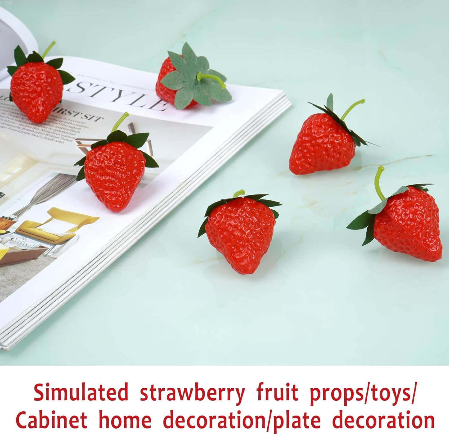 Notakia 80Pcs Fake Strawberries Artificial Fruit Decor