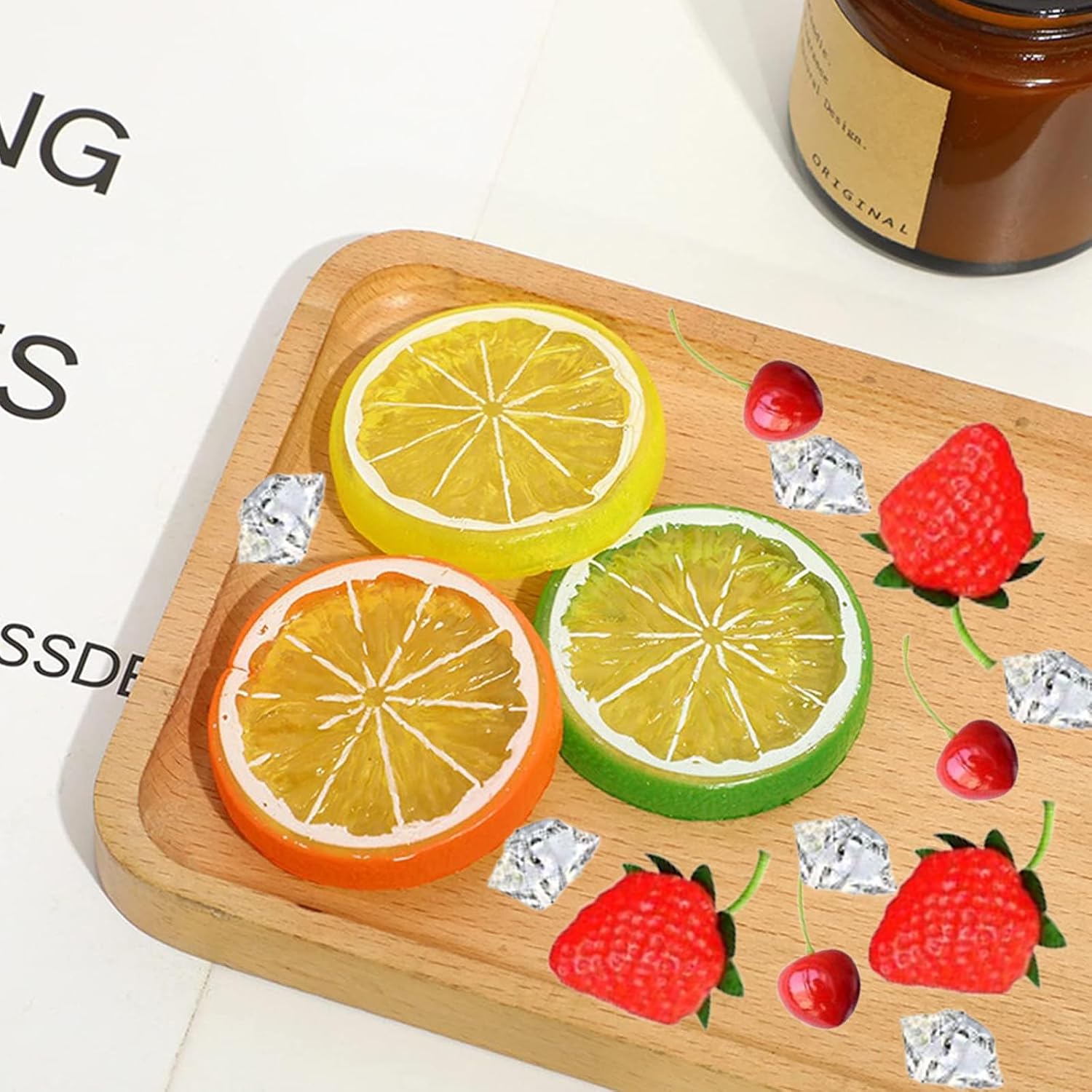 80 Pcs Artificial Fruit Ice Cubes Set for Decor