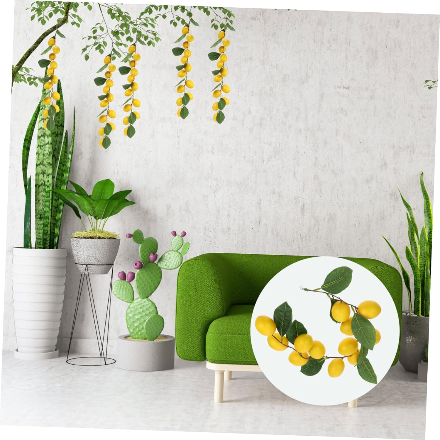 Wakauto Simulated Lemon Rattan Hanging Ornament for Home Decor