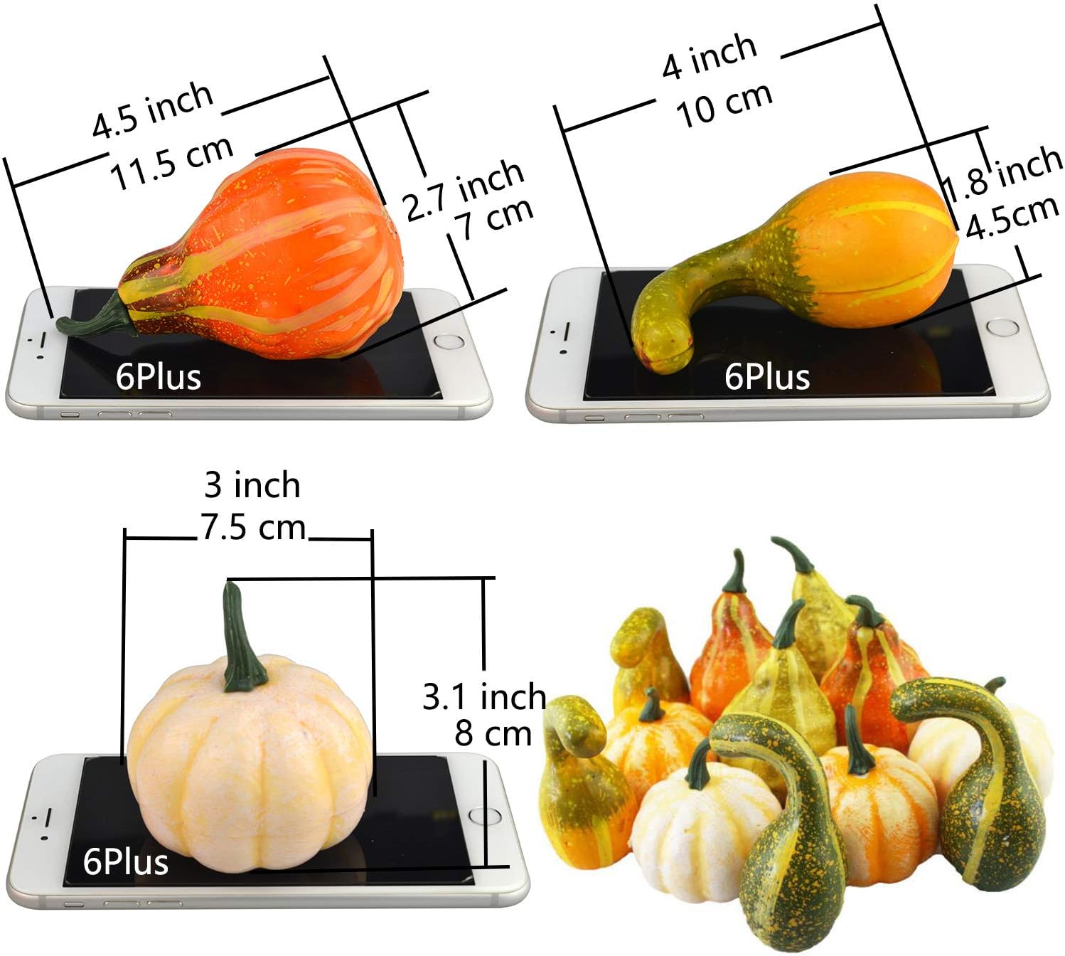12Pcs Lifelike Artificial Pumpkins for Home Decoration