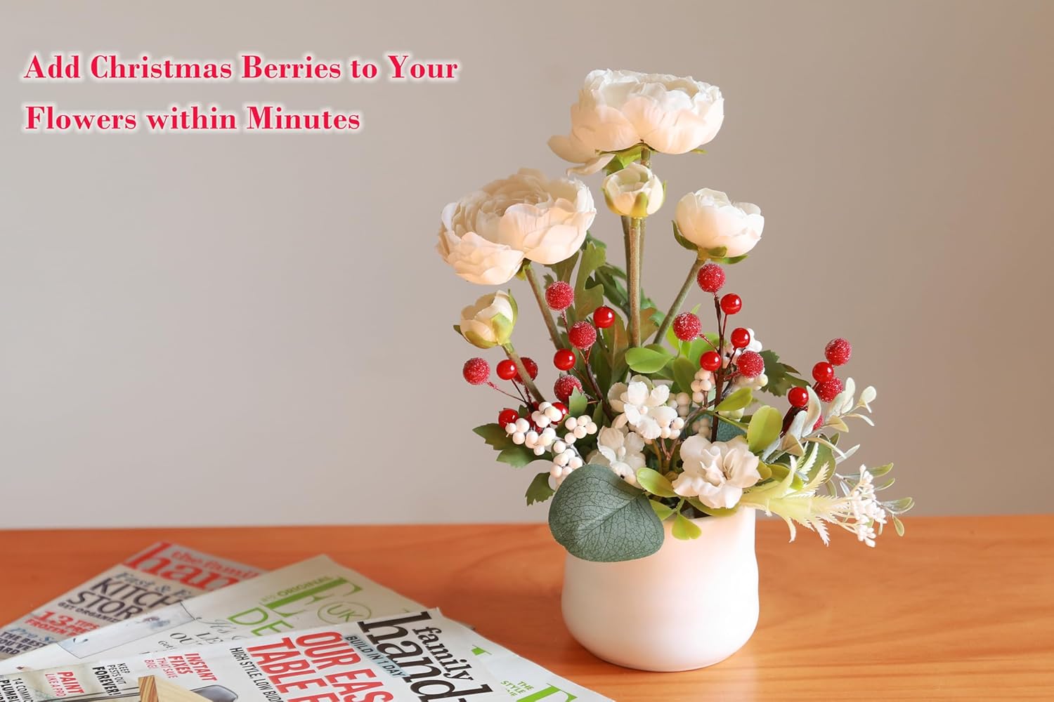Frosted Red Berry Stems 20 Pack Artificial Christmas Decor