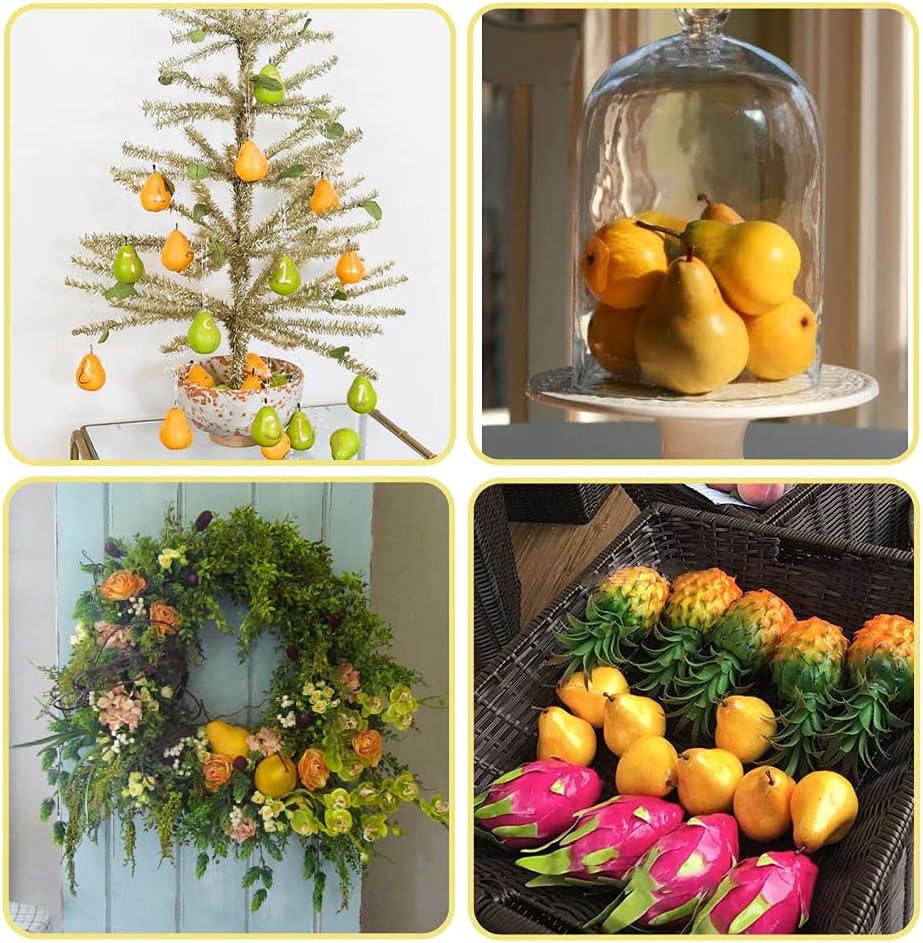 LUEYAO Artificial Yellow Pears 6pcs Decor Set