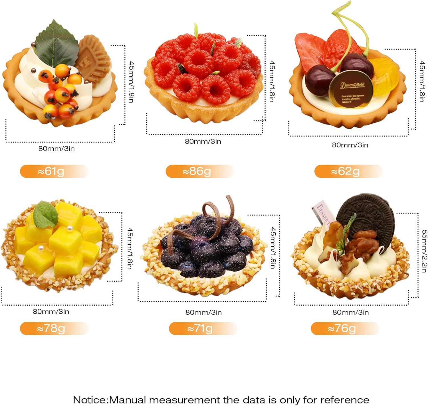 Artificial Egg Tart Models Set 6 Pack