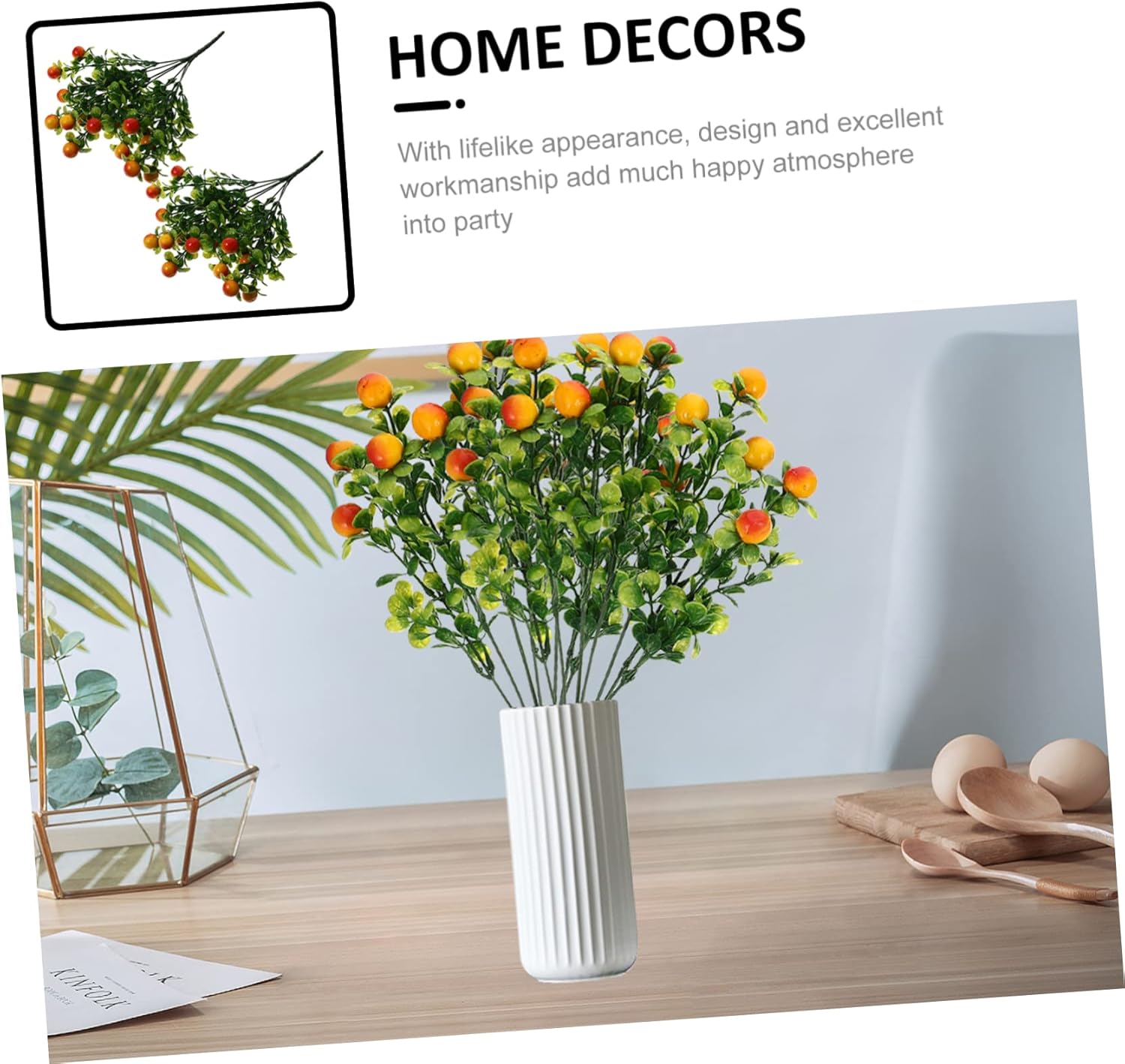 Cabilock 2pcs Artificial Fruit Branches for Home Decor