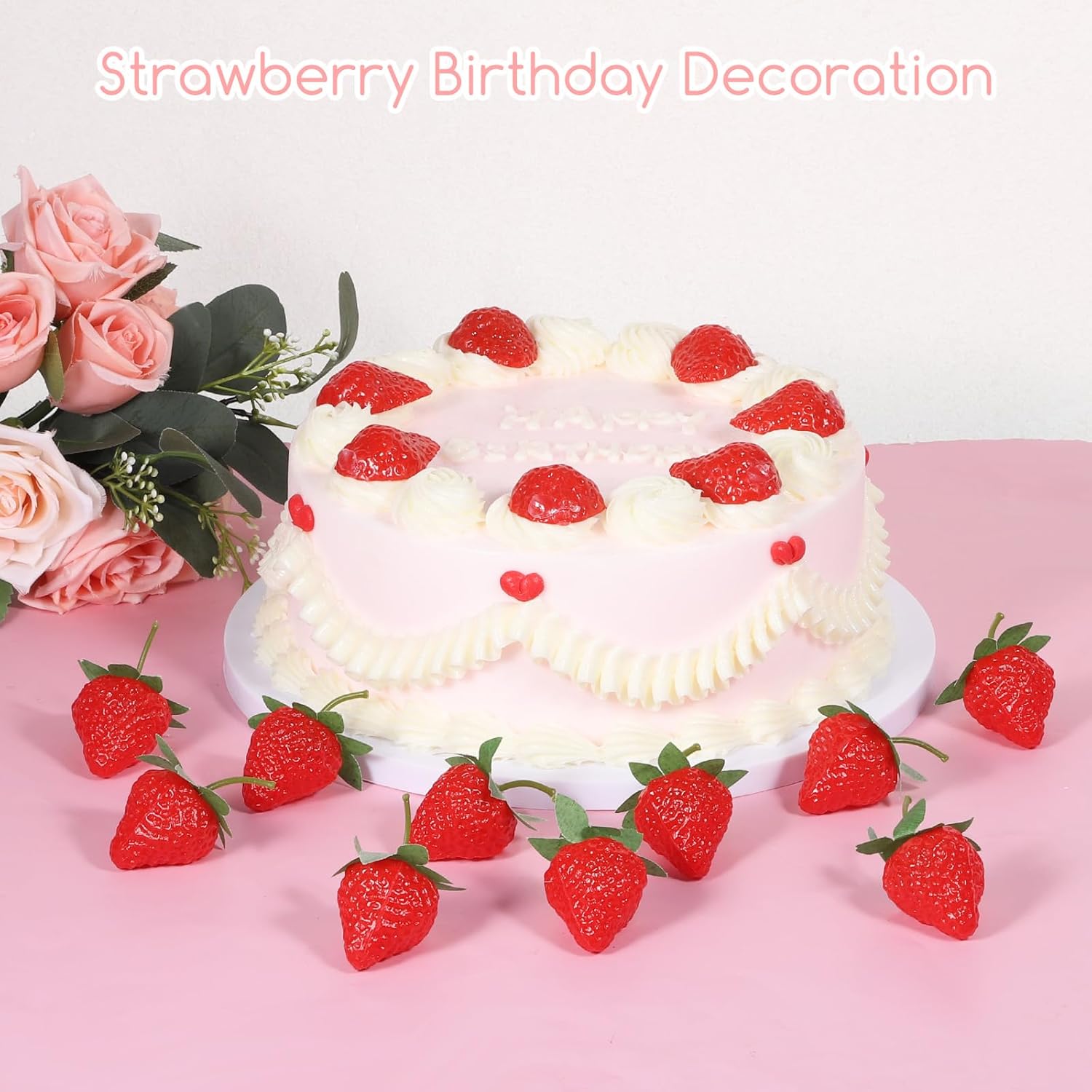 20 Piece Fake Red Strawberries for Decor and Display