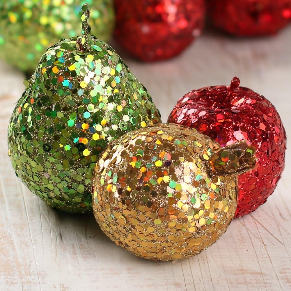 Factory Direct Craft 6 Piece Glittered Artificial Fruit Collection