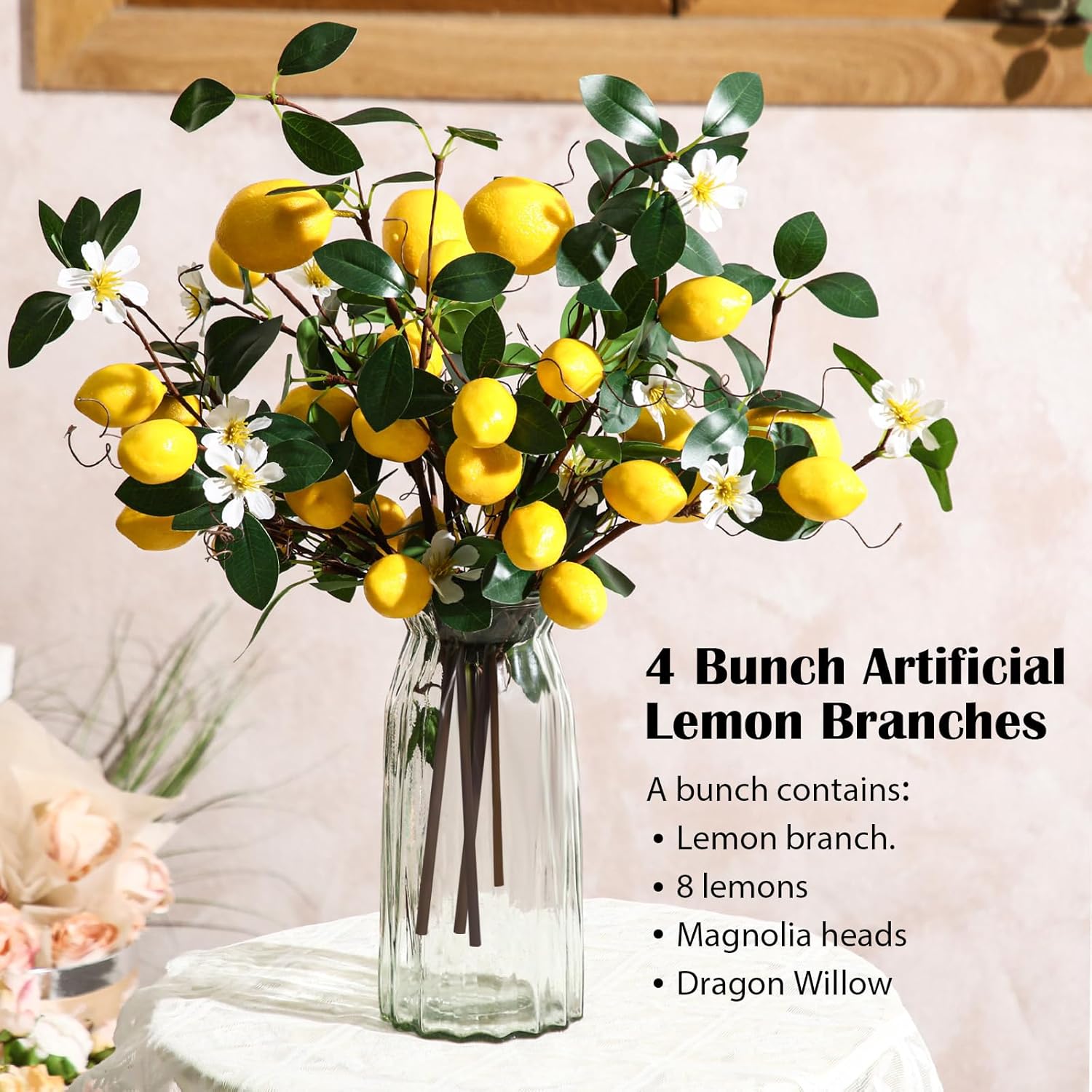 Giegxin 4 Pack Artificial Lemon Branches 189 Inch DIY Decor