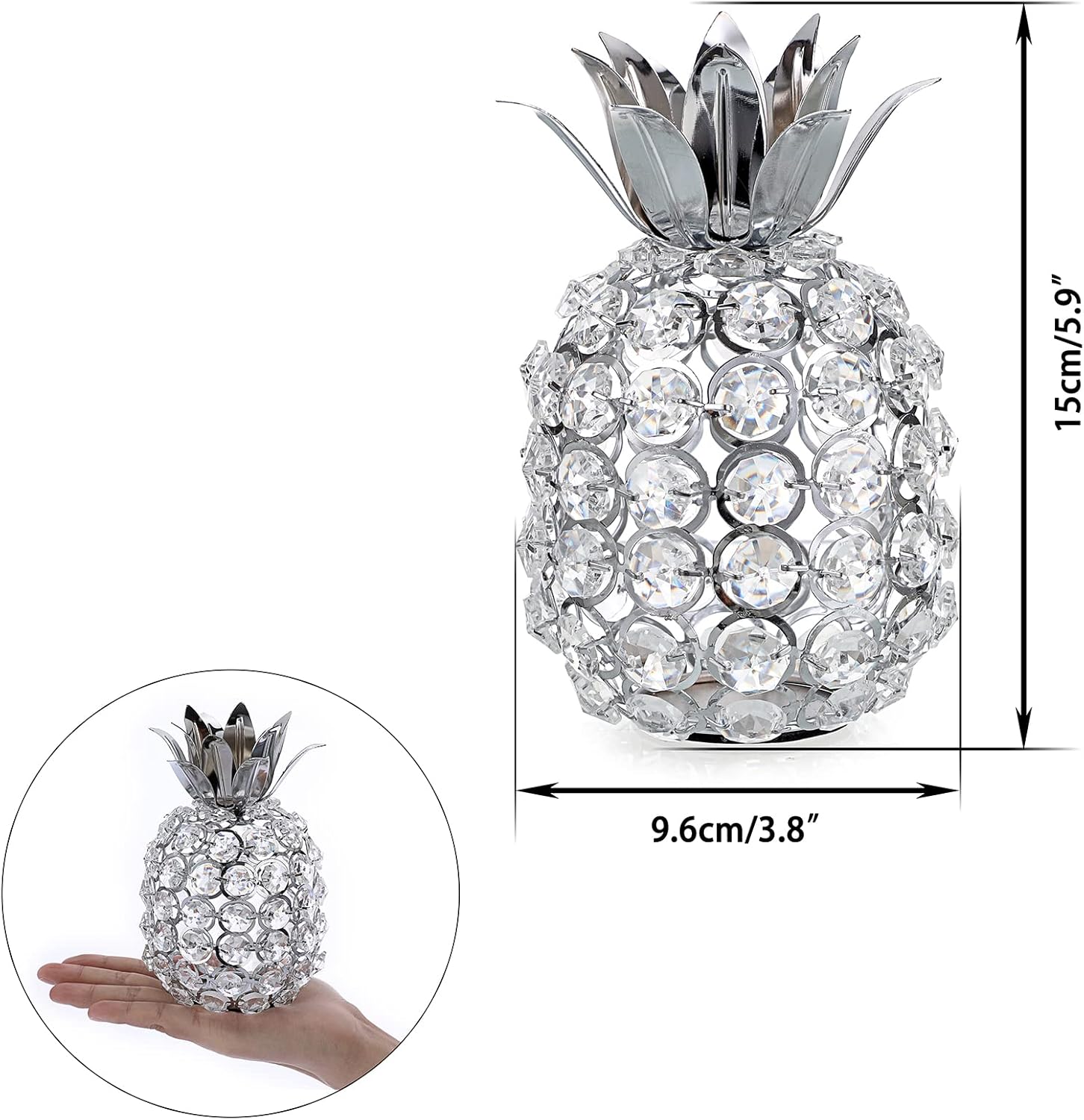 JUXYES Sparkly Crystal Pineapple Decor Ornament