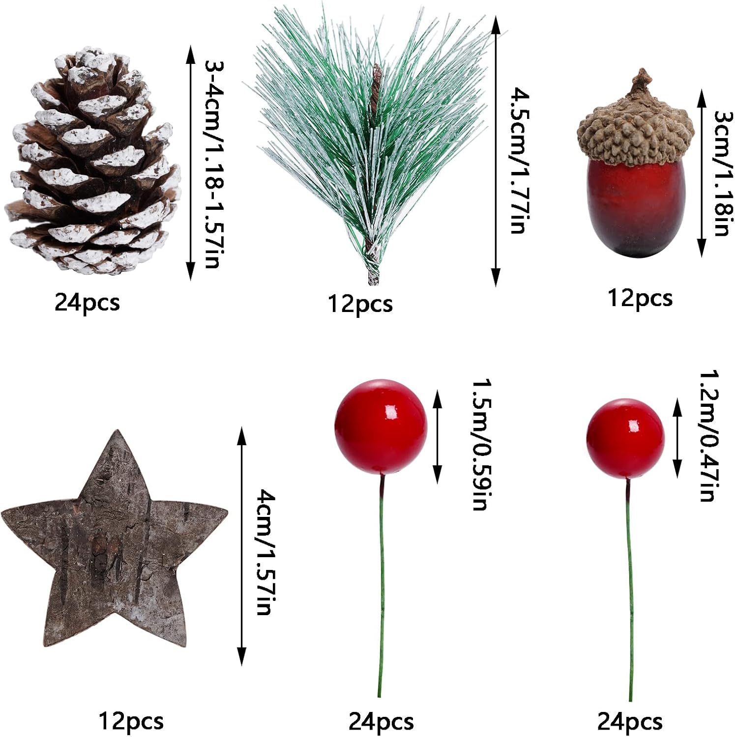 108 Pcs Artificial Pine Cone Set for Christmas Decor