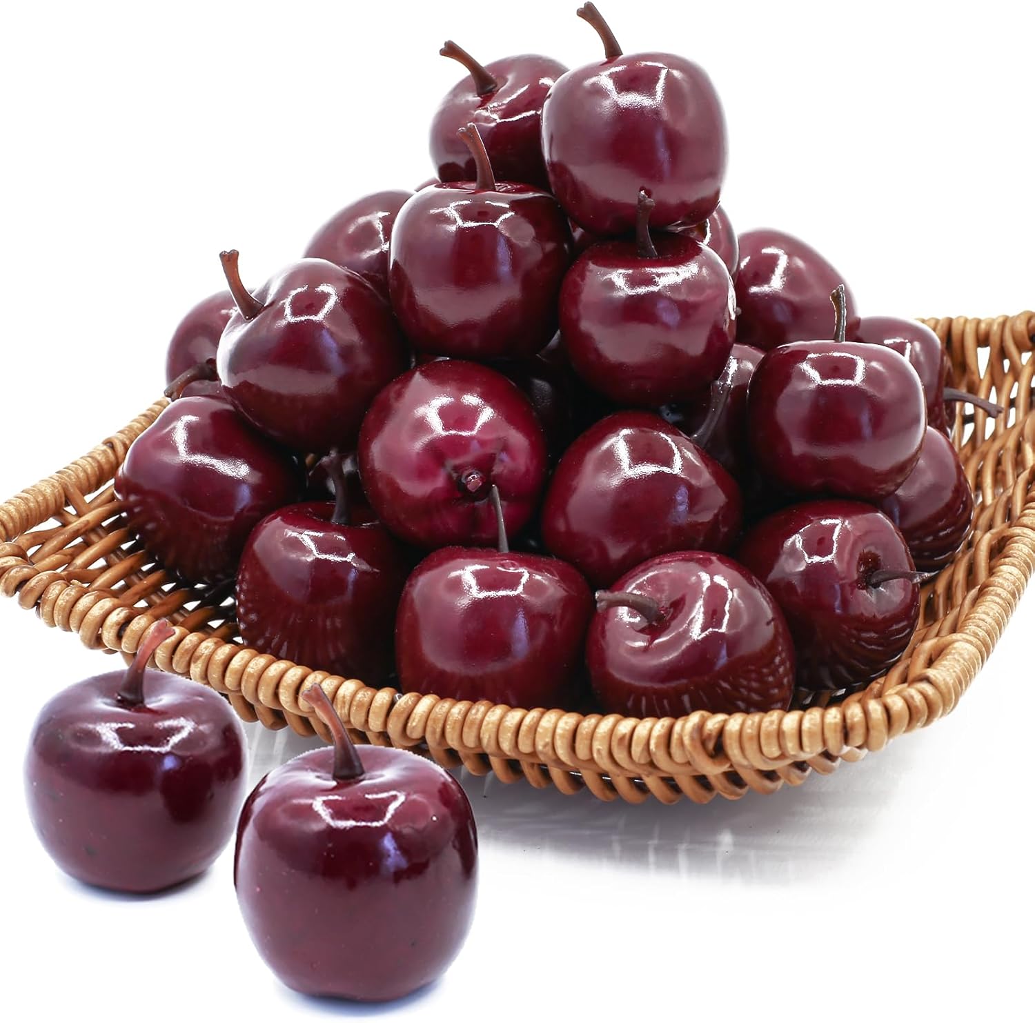 Tuxiaobu Lifelike Fake Apples 30 Pcs Red Artificial Fruit Decorations