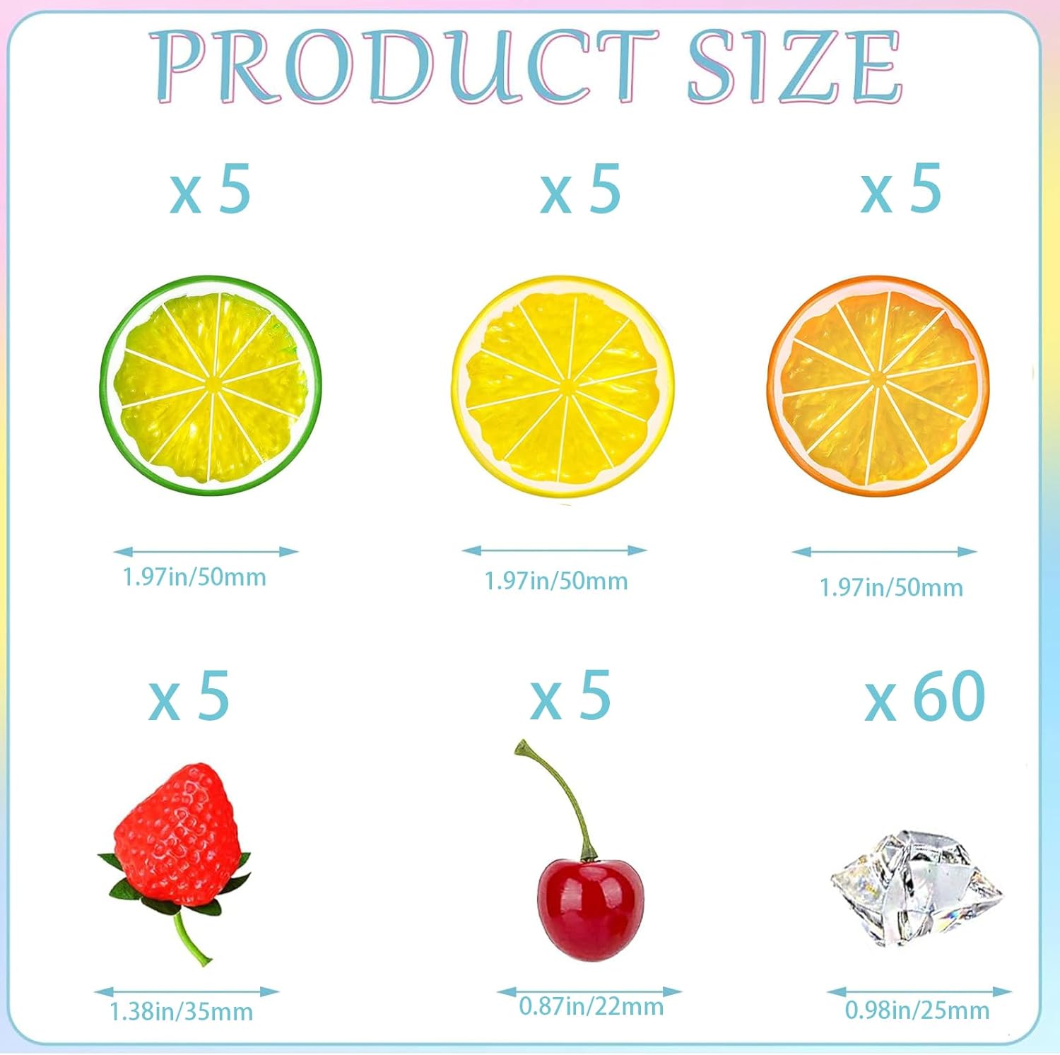 80 Pcs Artificial Fruit Ice Cubes Set for Decor