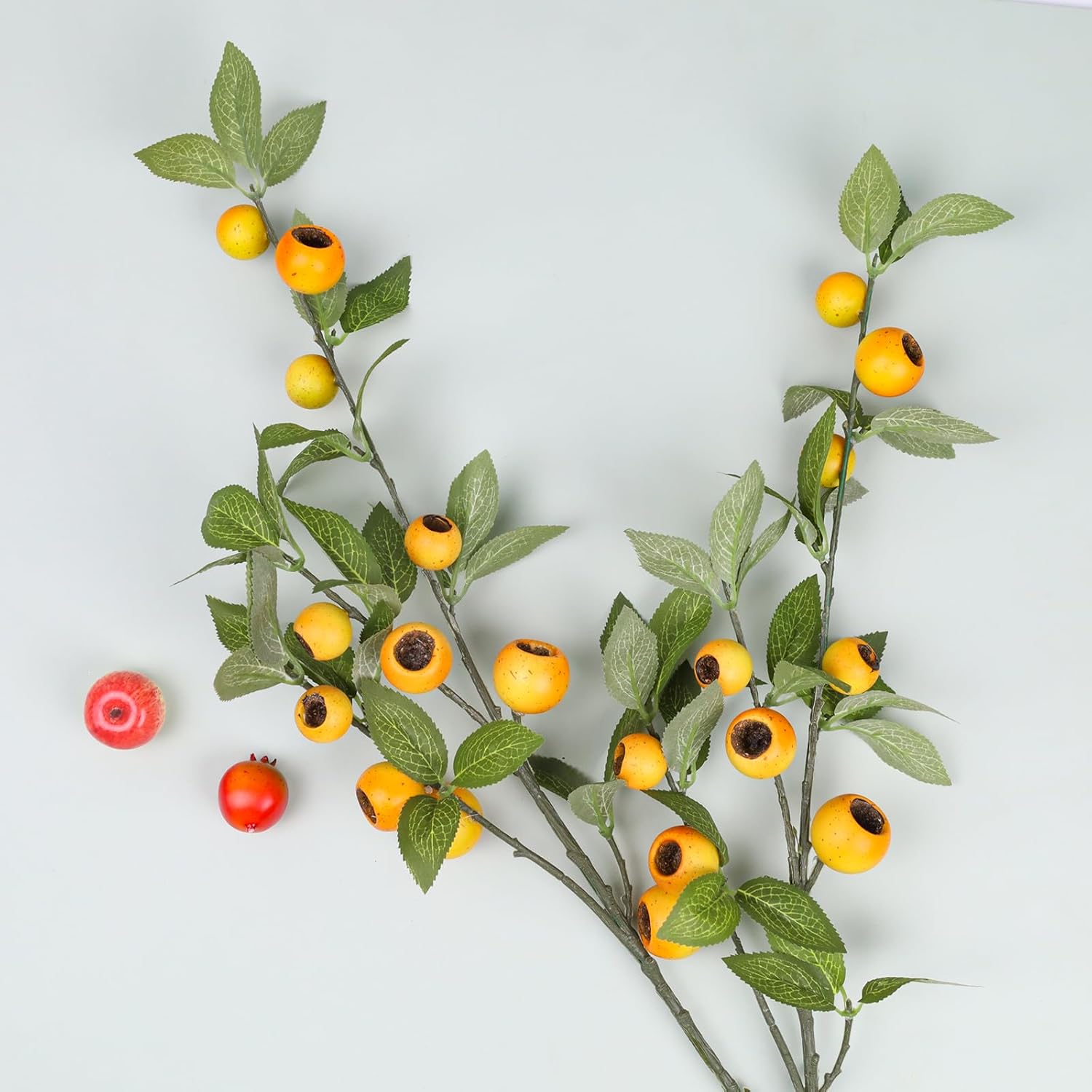 3PCS Yellow Fruits Tree Branch Artificial Fruits Decor