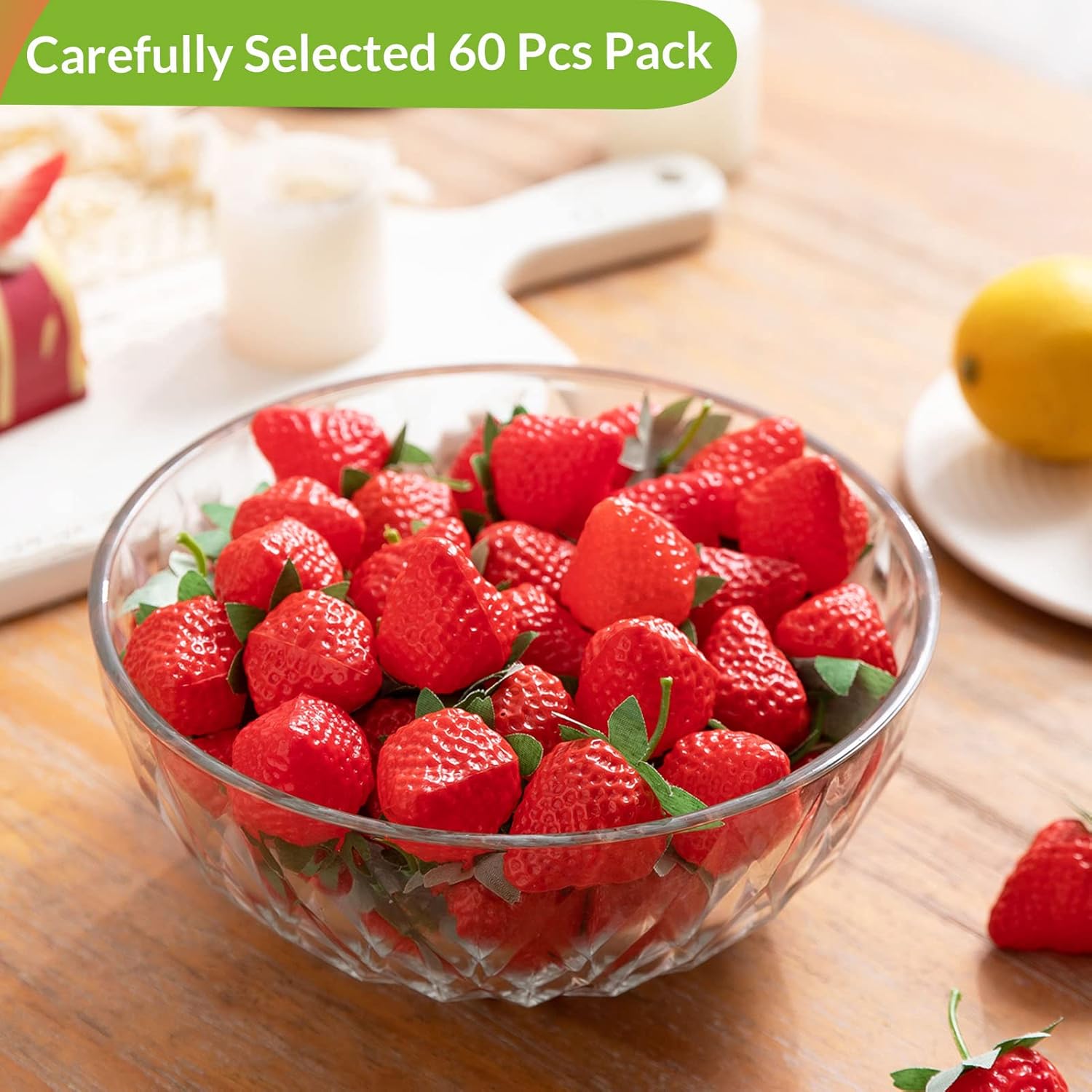 60 Pieces Realistic Fake Strawberries Decor