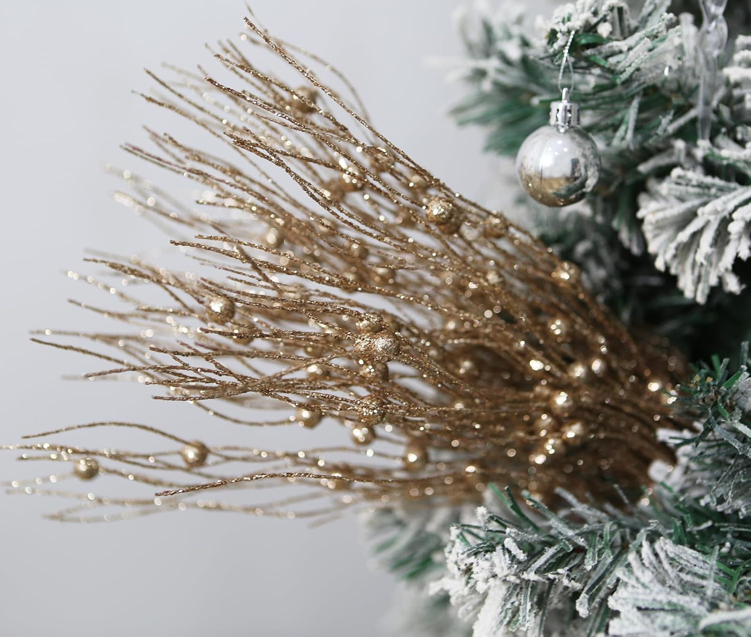 18 Pack Glitter Berry Stem Christmas Decor