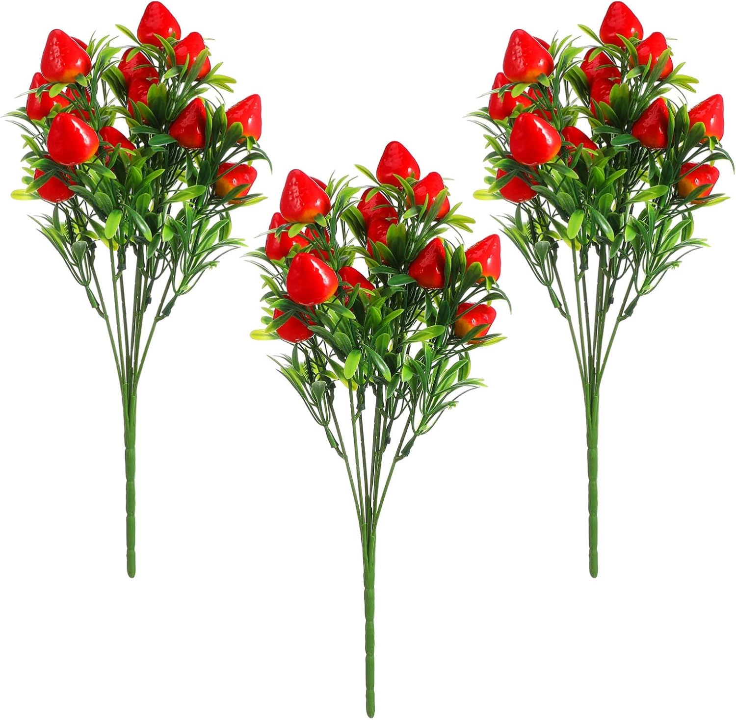 3pcs Plastic Strawberry Picks Red Artificial Fruit Branch
