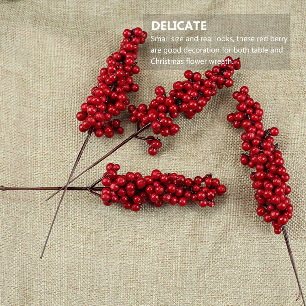 SUPVOX Red Fruit Artificial Berry Branches for Christmas Decorations