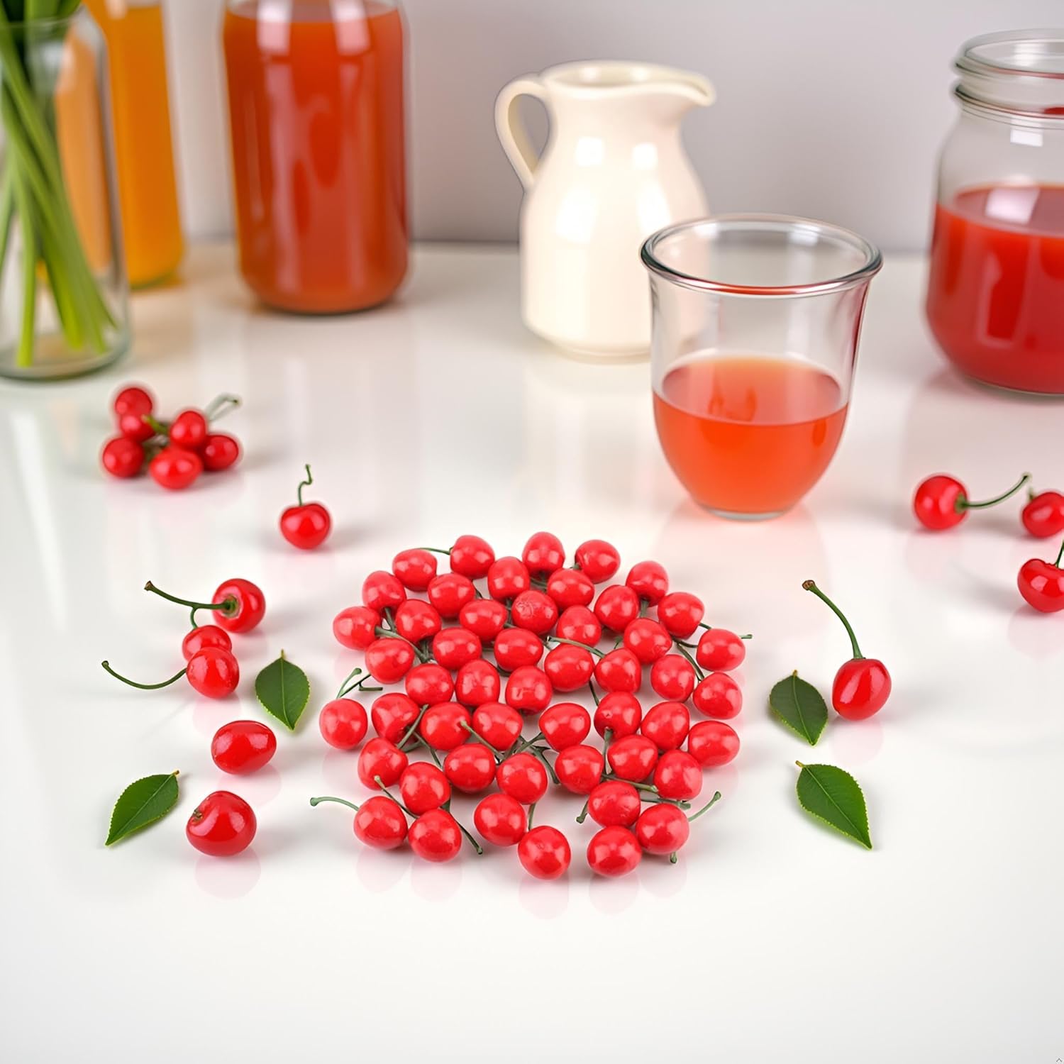20Pcs Red Artificial Cherries Decoration Decorative Fruit Ornament