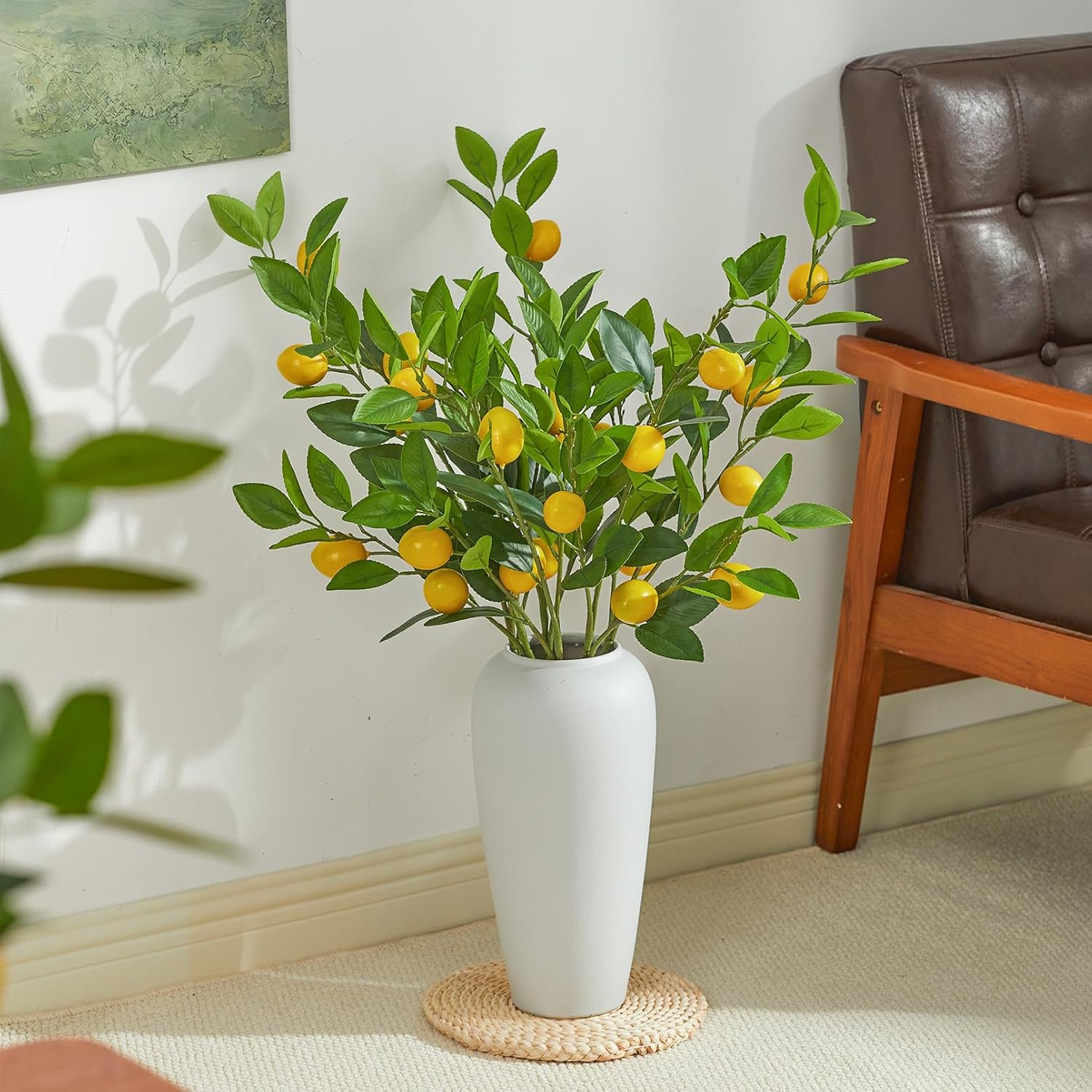 36 Inch Artificial Lemon Branches with Realistic Fruits and Leaves