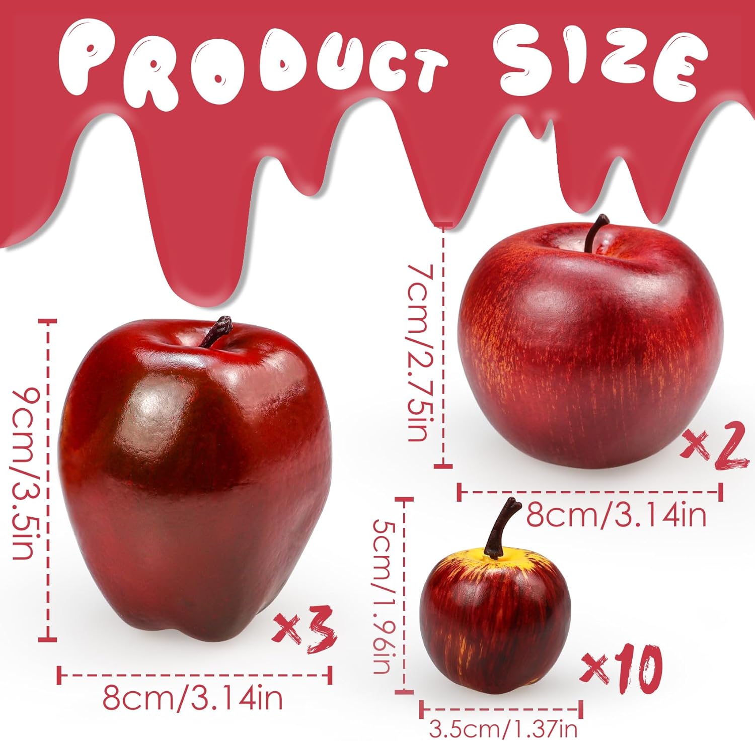 15 Pcs Artificial Apples Decor Set