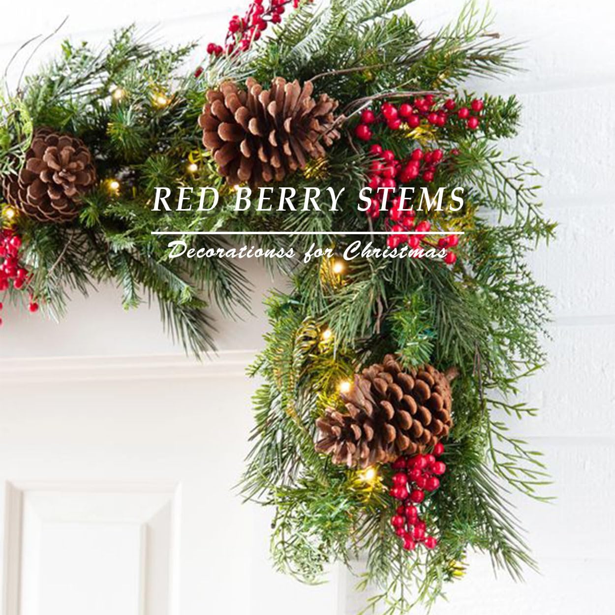 COSOKUU Fake Red Berry Christmas Decor 30 Pcs Artificial Fruit