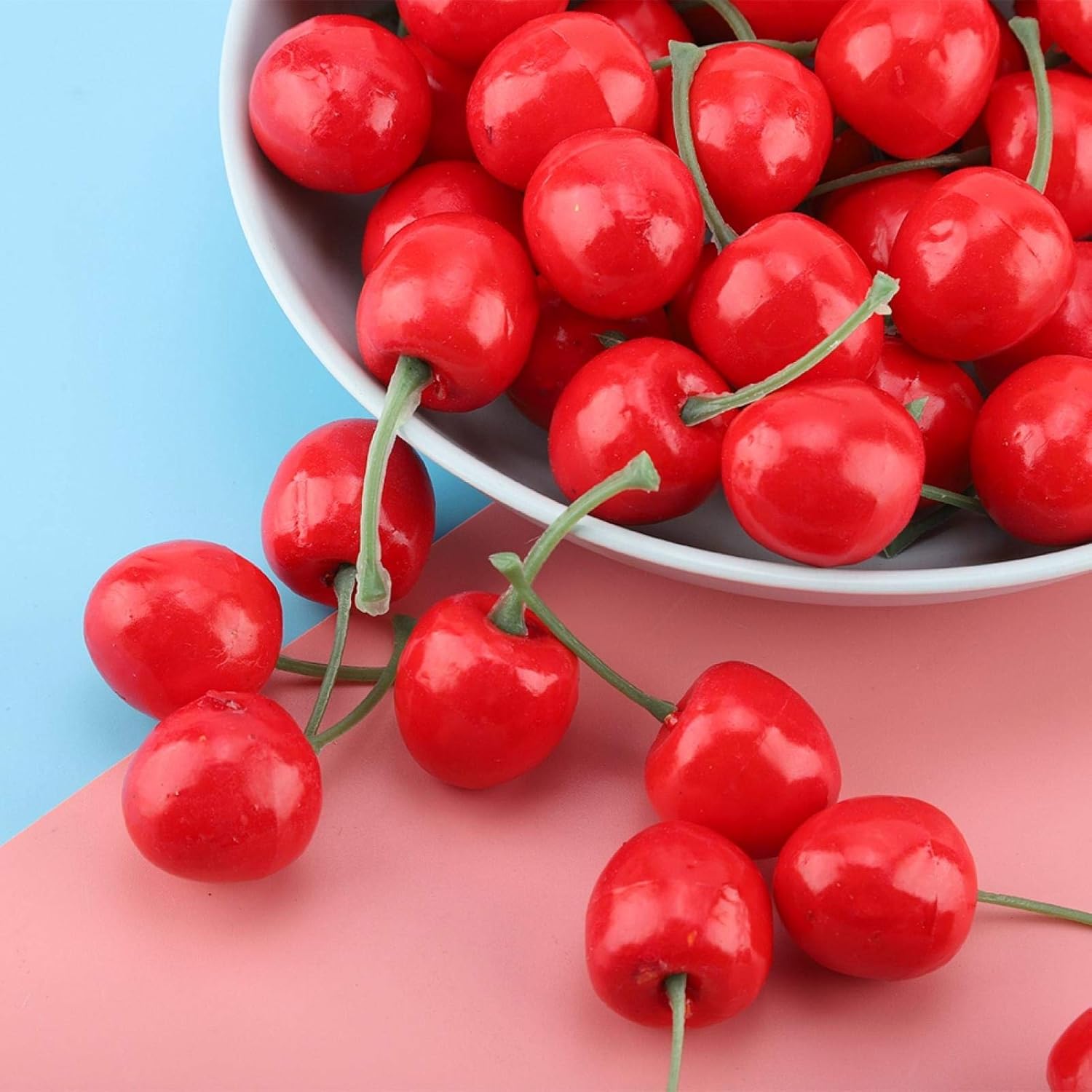 20Pcs Red Artificial Cherries Decoration Decorative Fruit Ornament