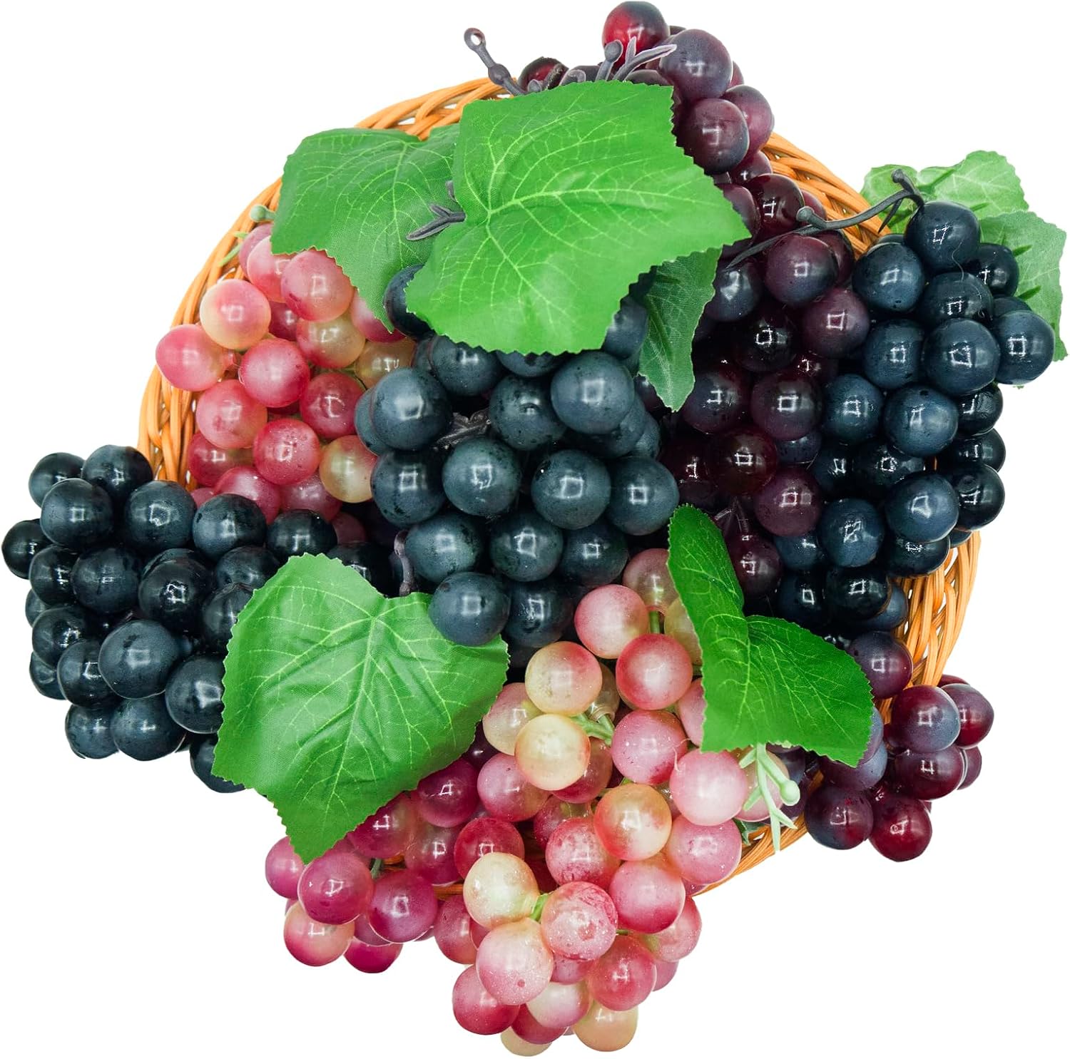 Featuman 3 Bunches Artificial Grapes 7 Inch Decorative Fruit