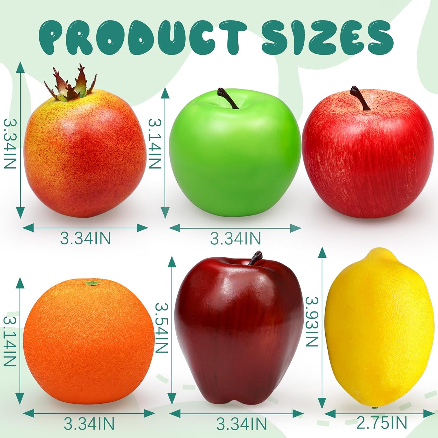 Lorigun Artificial Fruit Set 6 Pieces for Decor