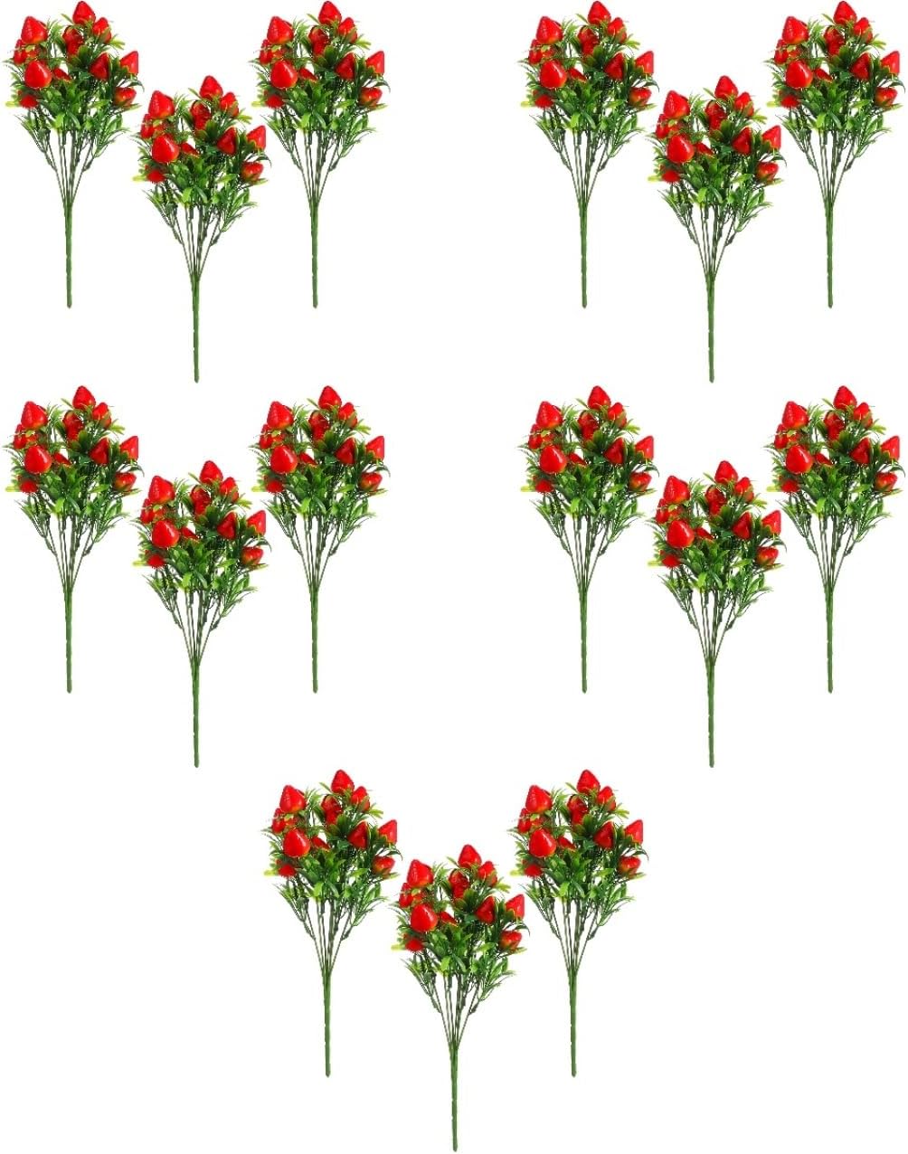 DOITOOL Realistic Artificial Strawberry Plants 15Pcs Decor Set