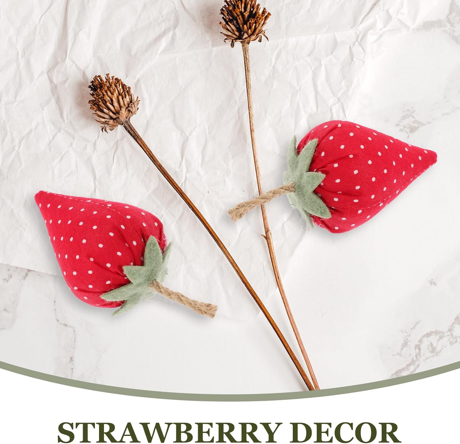 LUOZZY 8 Pcs Faux Fabric Strawberries Decor Set
