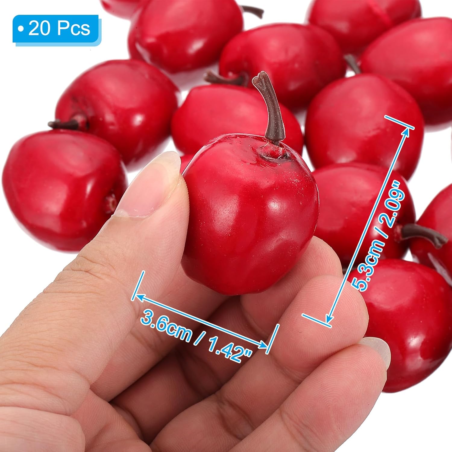 PATIKIL 20 Pcs Artificial Mini Dark Red Apple