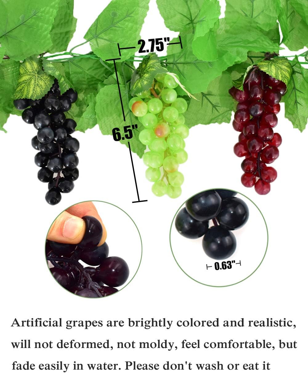 HUIANER Artificial Grape Vines 3 Bunches Lifelike Wall Decoration
