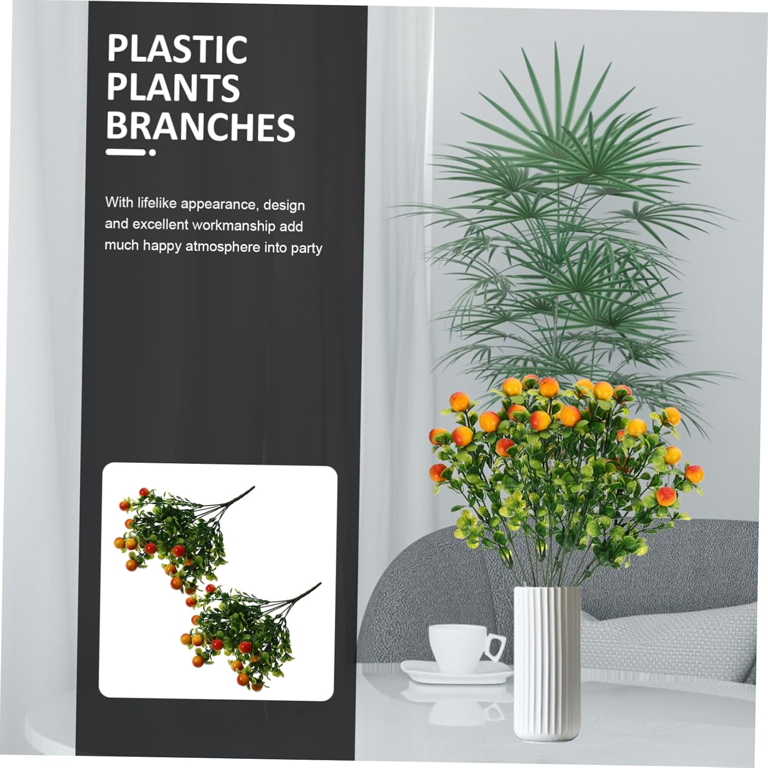 Cabilock 2pcs Artificial Fruit Branches for Home Decor