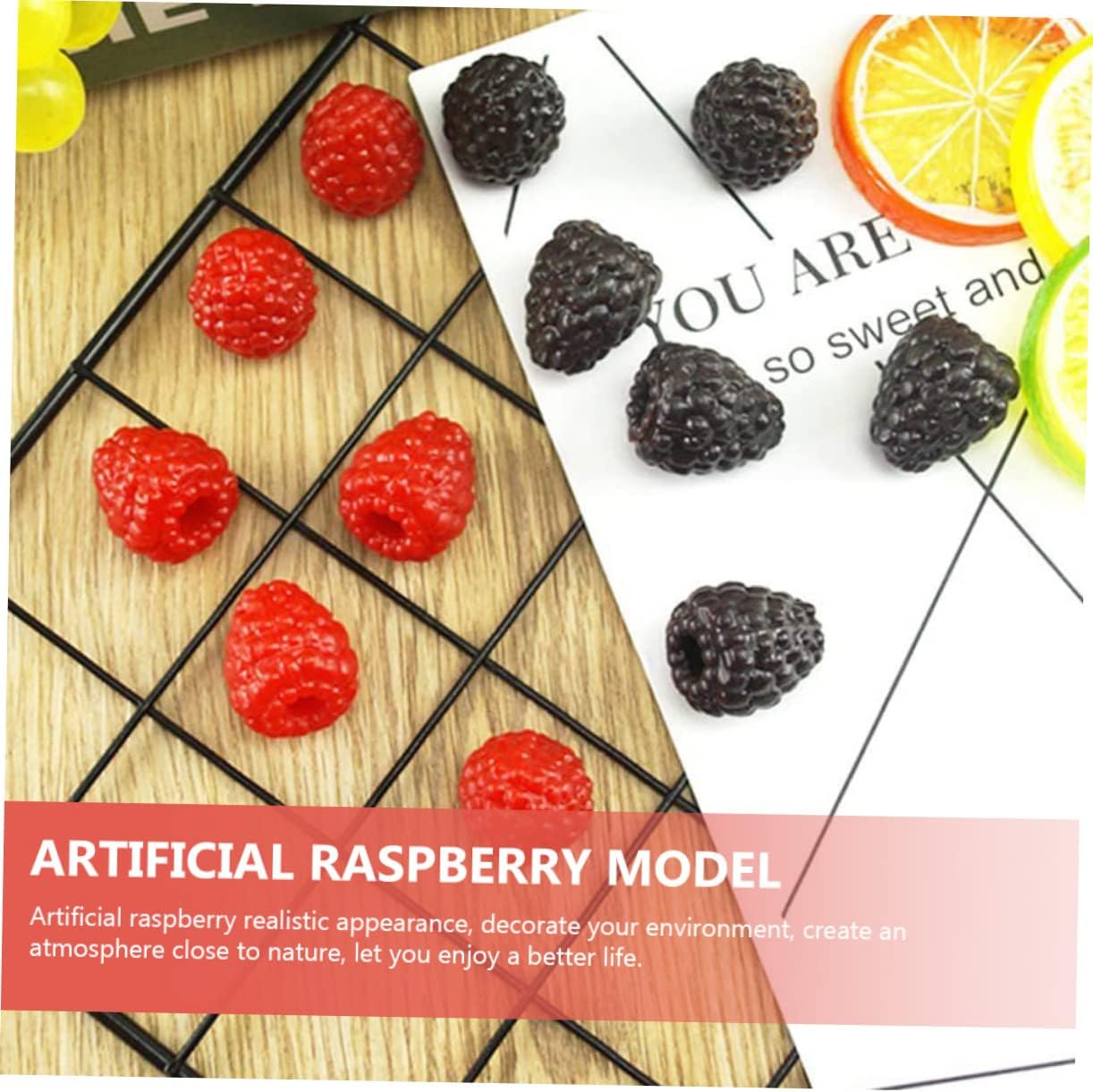 VICASKY Artificial Raspberry Decor 20pcs Realistic Fruit Props