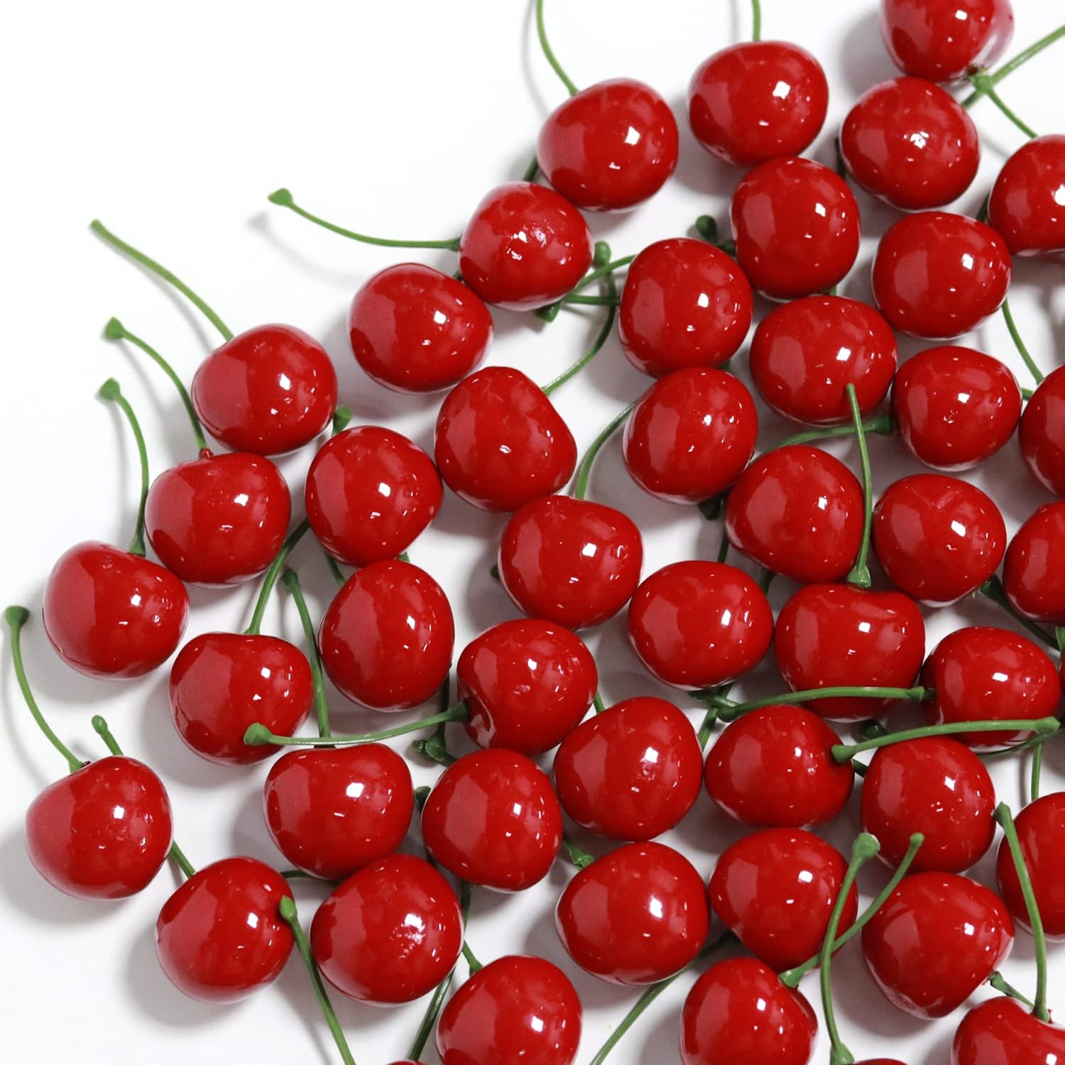 50Pcs Red Artificial Cherries for Decor and Crafting