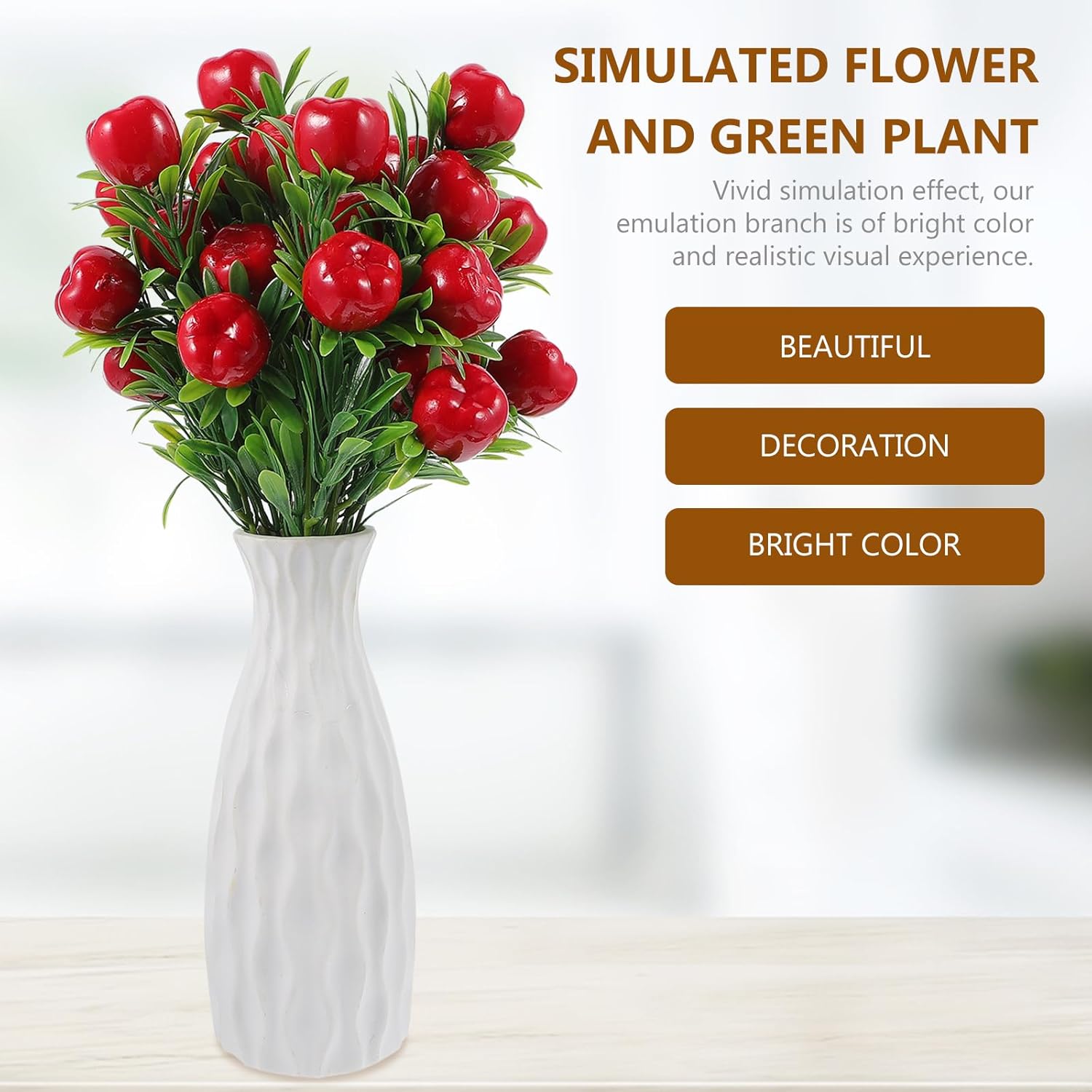 PRETYZOOM Artificial Apple Branches 2pcs Decor Vase