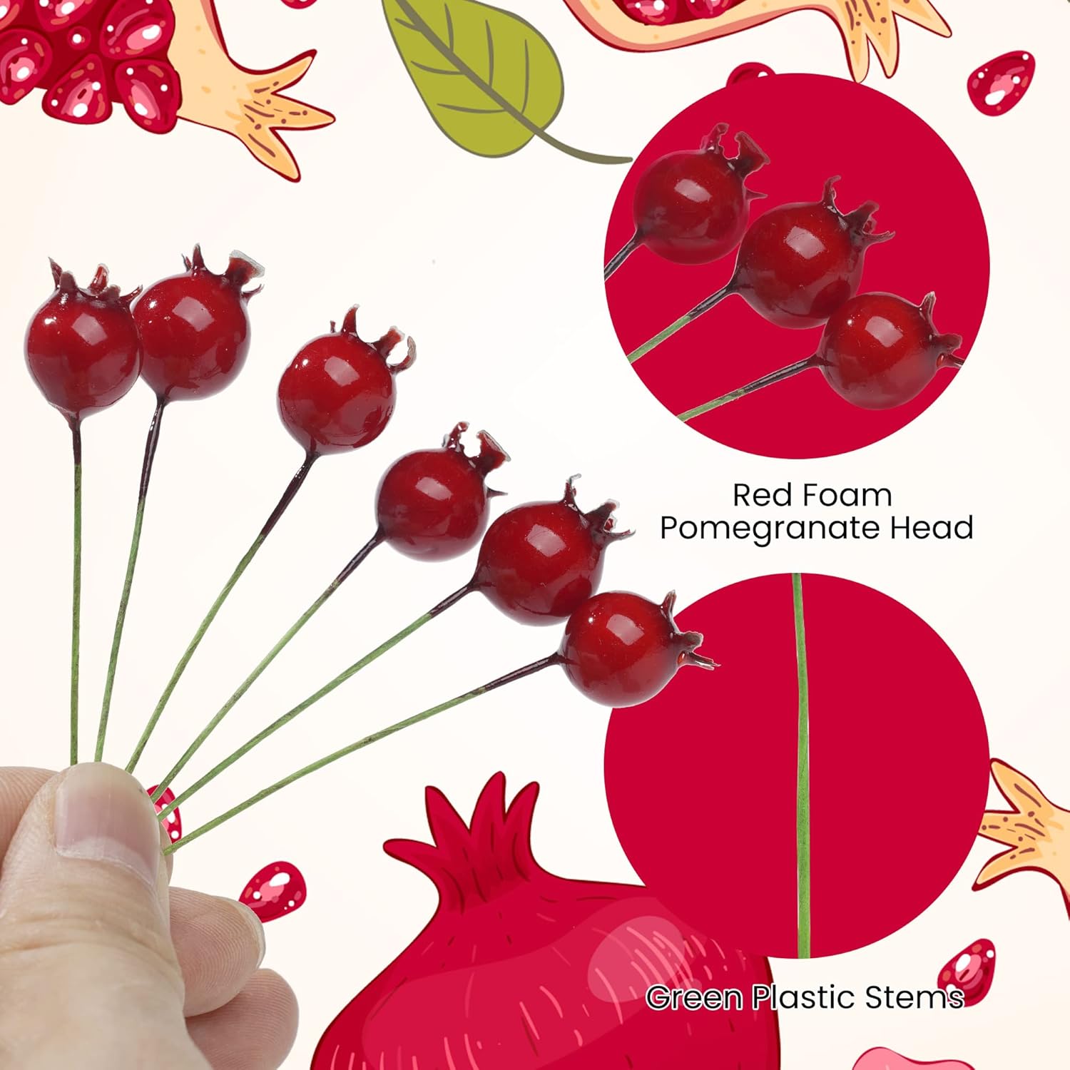 NUOMI Mini Pomegranate Artificial Decor 40 Pcs