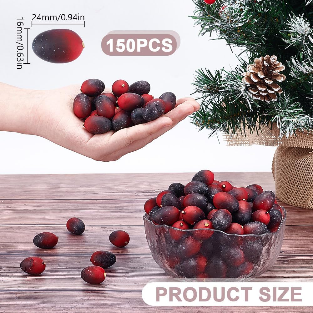 150pcs Christmas Artificial Cranberries Resin Decorations