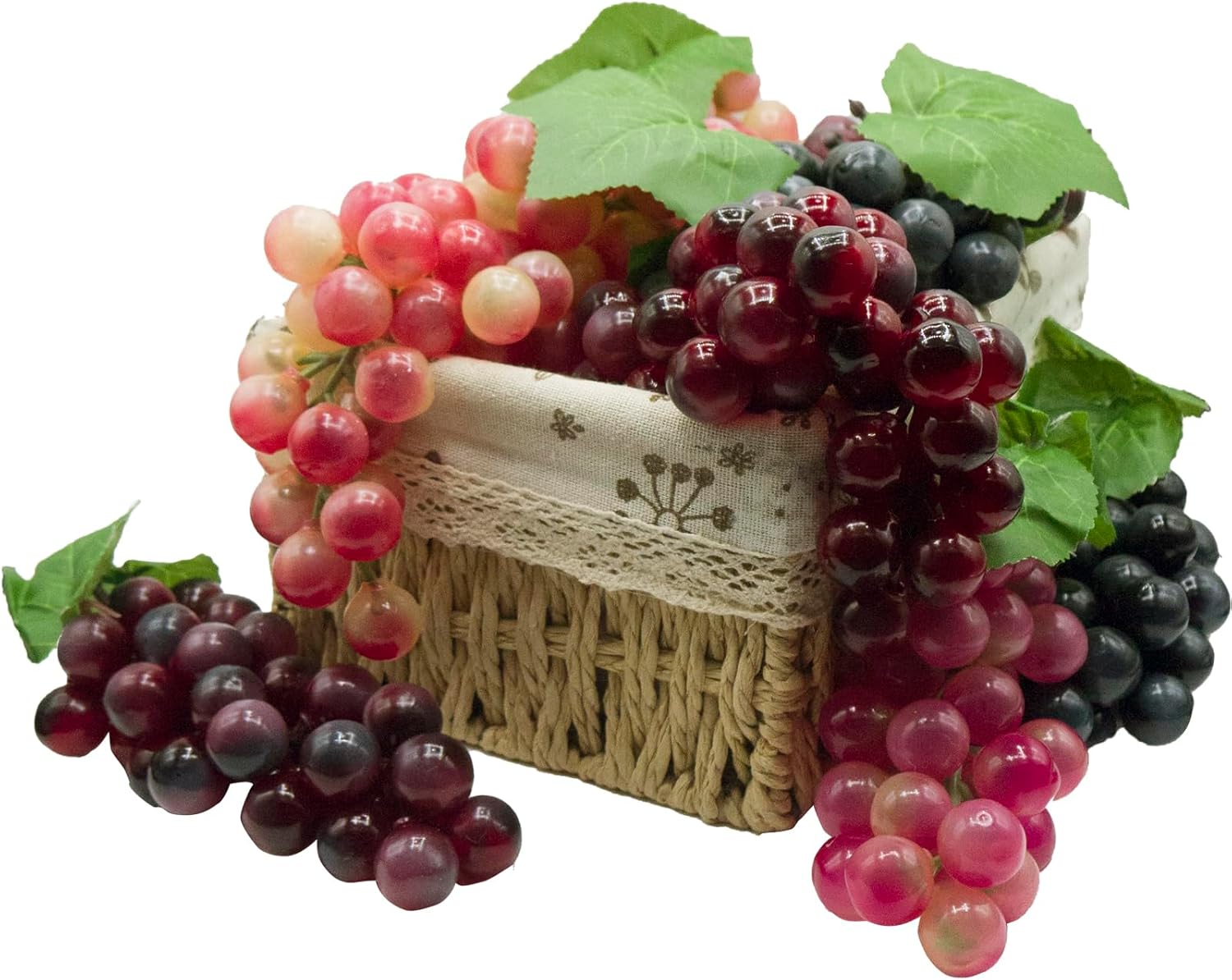 Featuman 3 Bunches Artificial Grapes 7 Inch Decorative Fruit