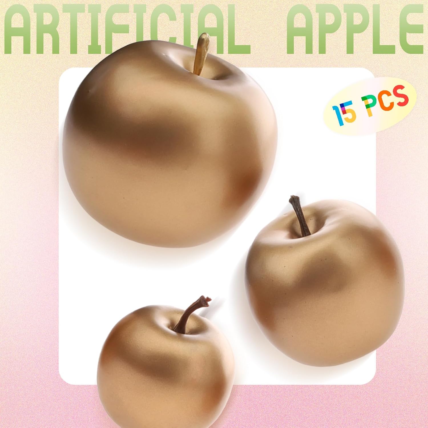 Gresorth Artificial Golden Apple Decoration Set 15PCS