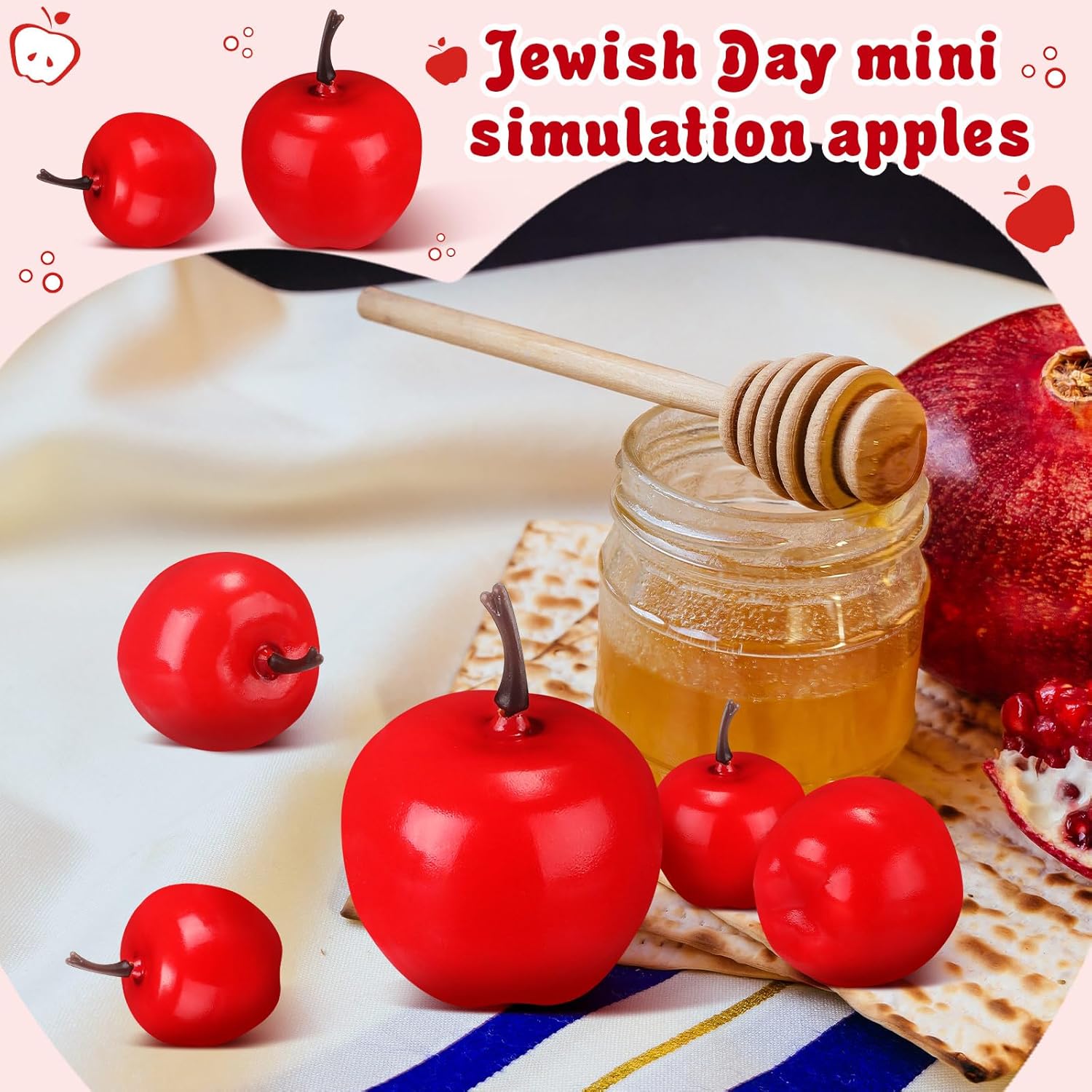 Wonderjune 30 Pcs Fake Fruit Artificial Apples Rosh Hashanah Decorations