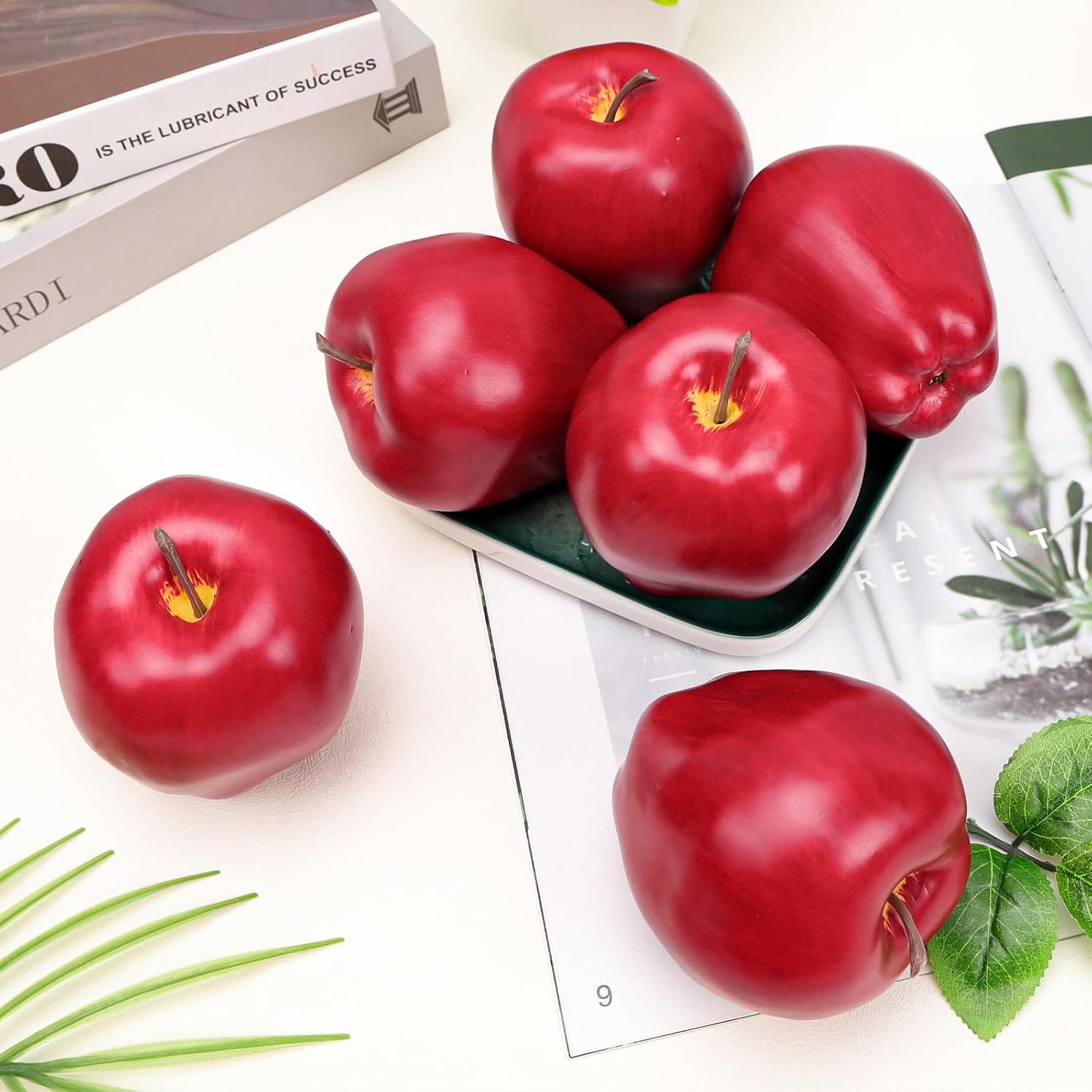 6pcs Artificial Apple Decor for Home Kitchen Office Christmas