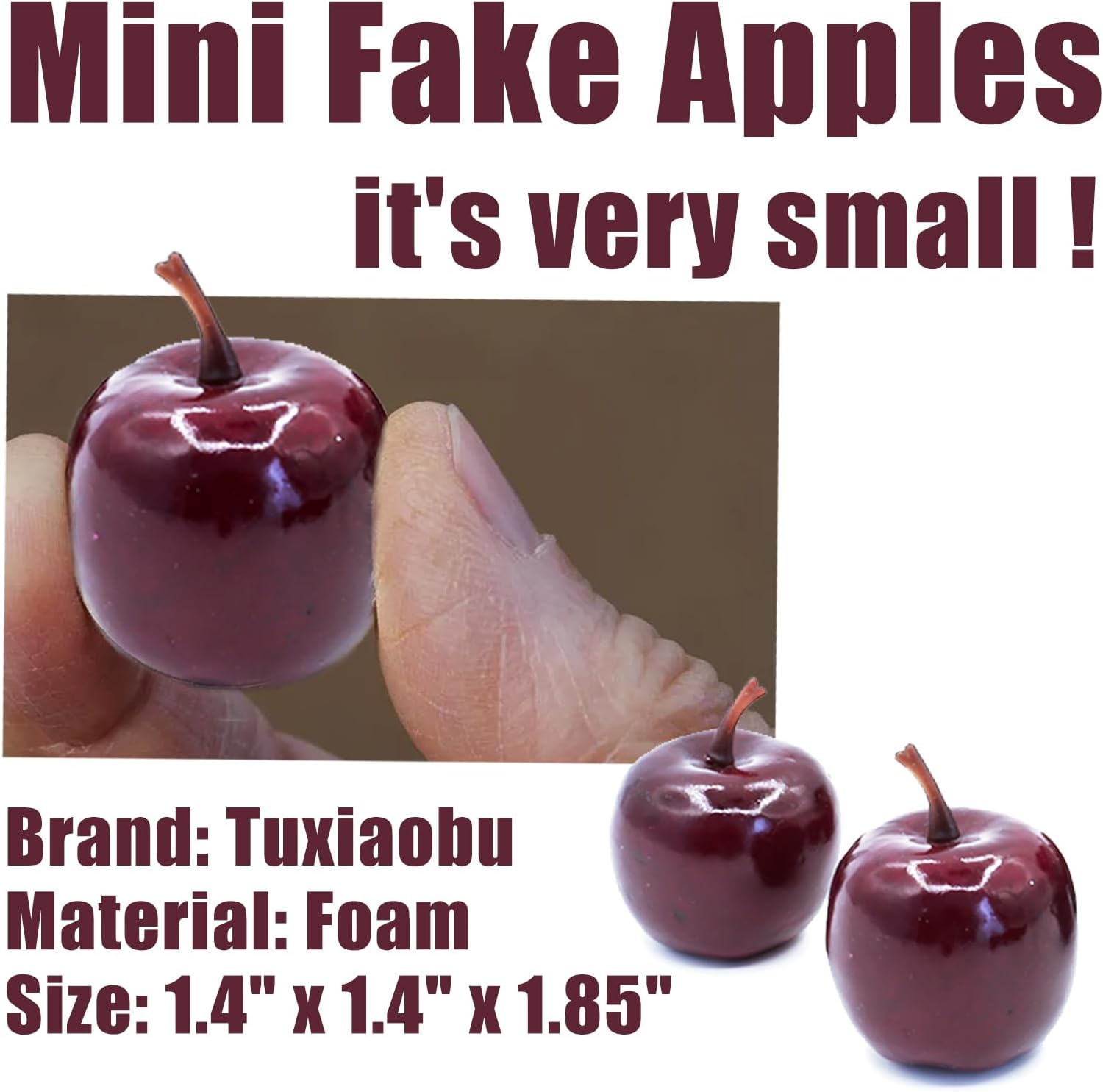 Tuxiaobu Lifelike Fake Apples 30 Pcs Red Artificial Fruit Decorations
