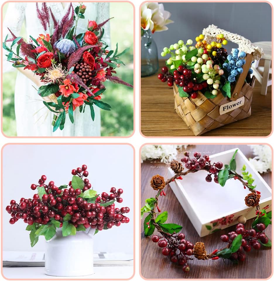 HUIANER Artificial Dark Red Berries with Stems
